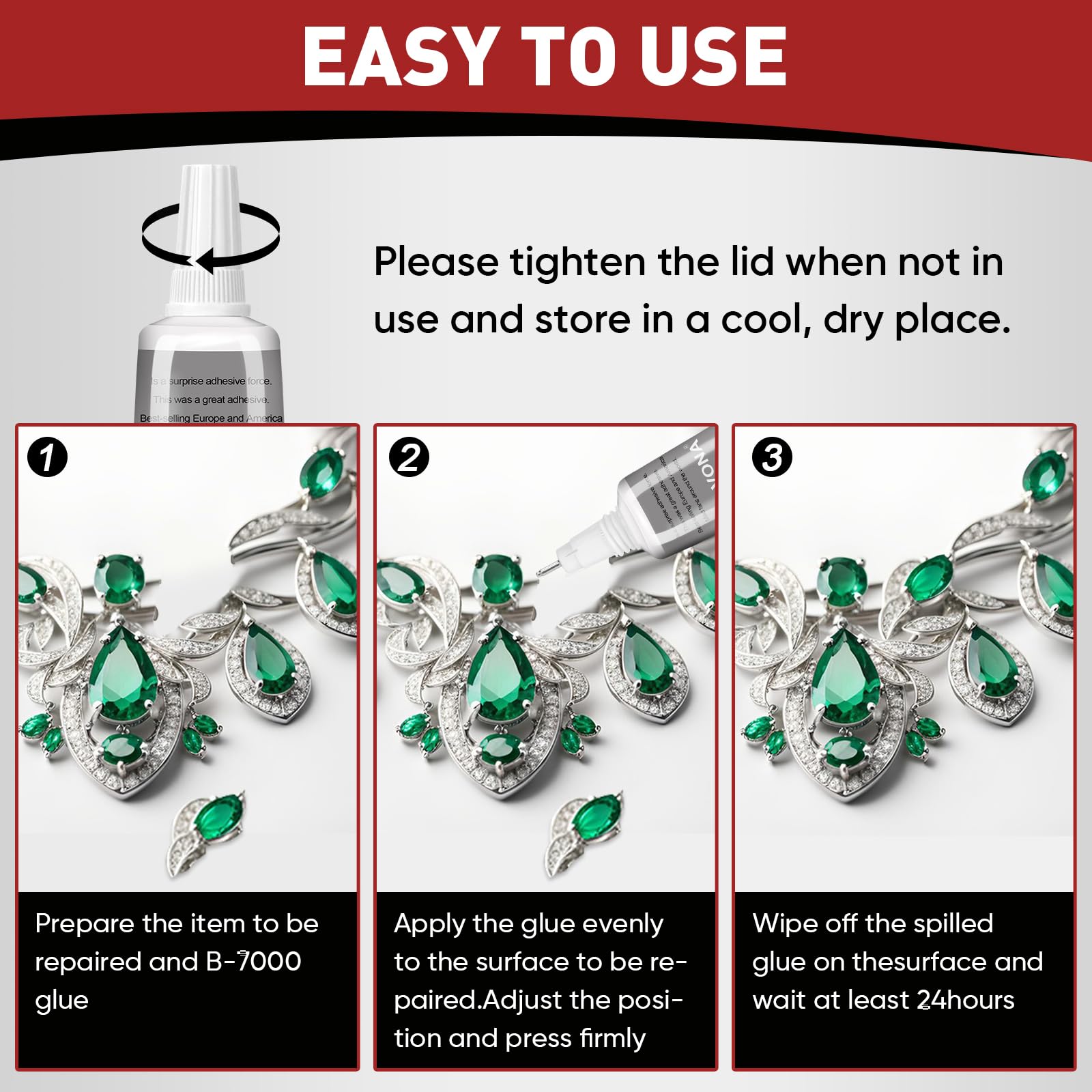 Precision tip design helps accurate bonding with B7000 glue
