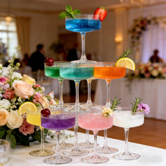 Ribbed martini glasses with 10oz capacity