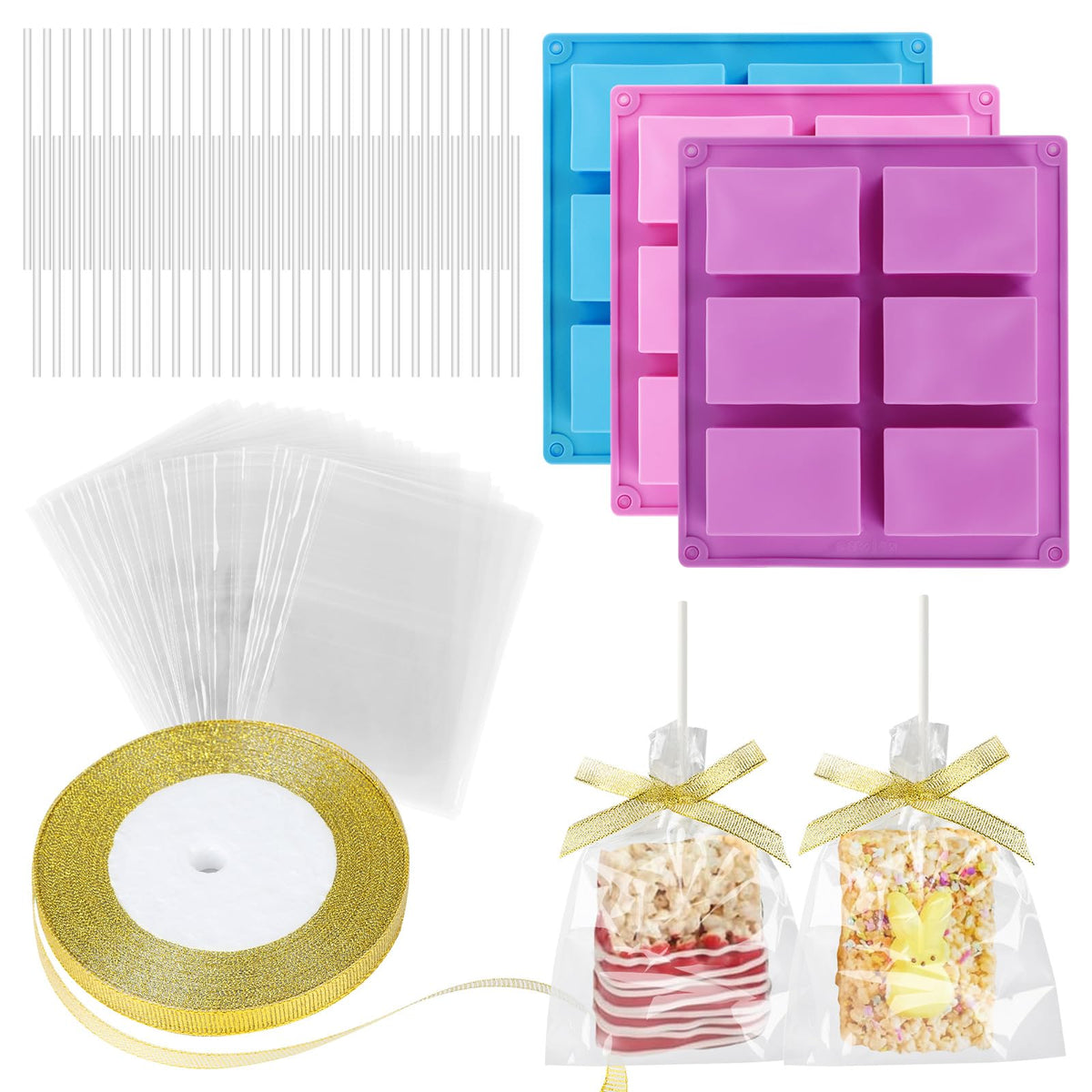 Rice Krispy Treats Making Set molds 3 silicone cereal bar molds