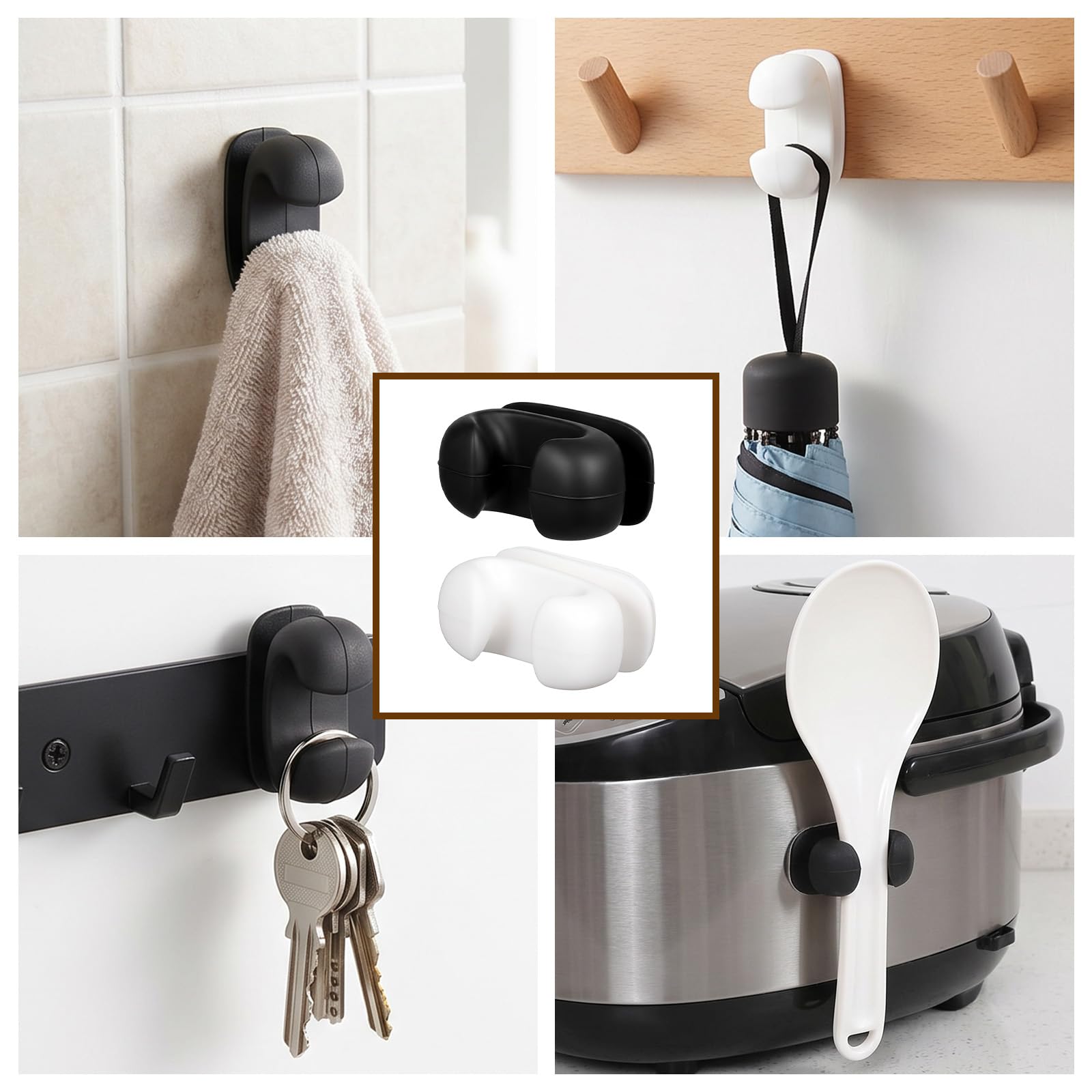Four piece rice paddle holder set black and white
