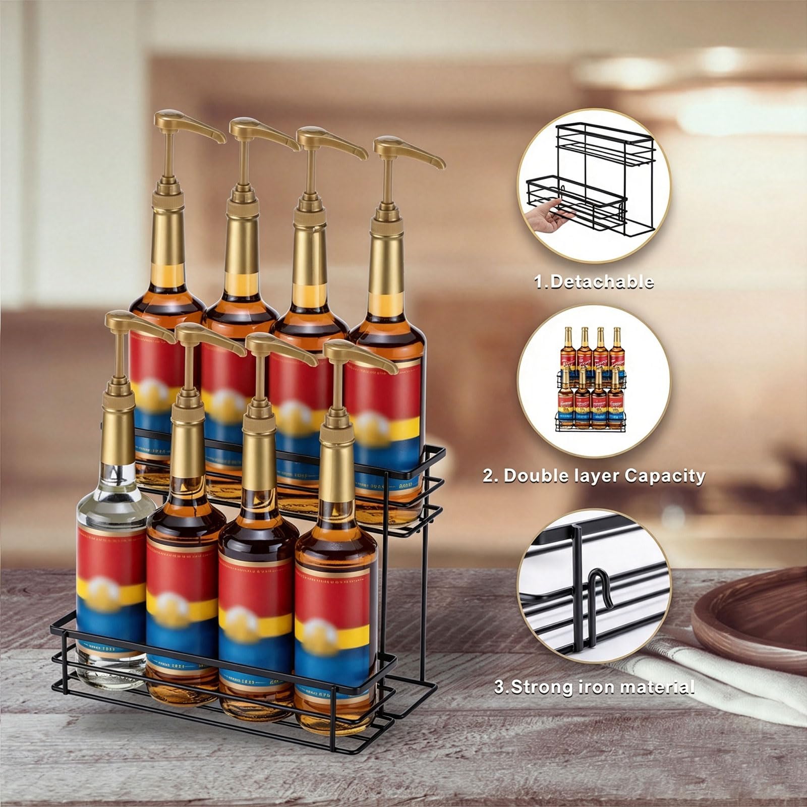 Rice rat Coffee Syrup Pump Dispenser included with rack
