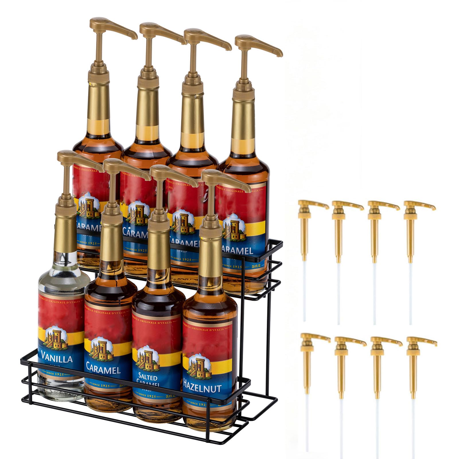 Rice rat Coffee Syrup Organizer two-tier syrup rack for 8 bottles