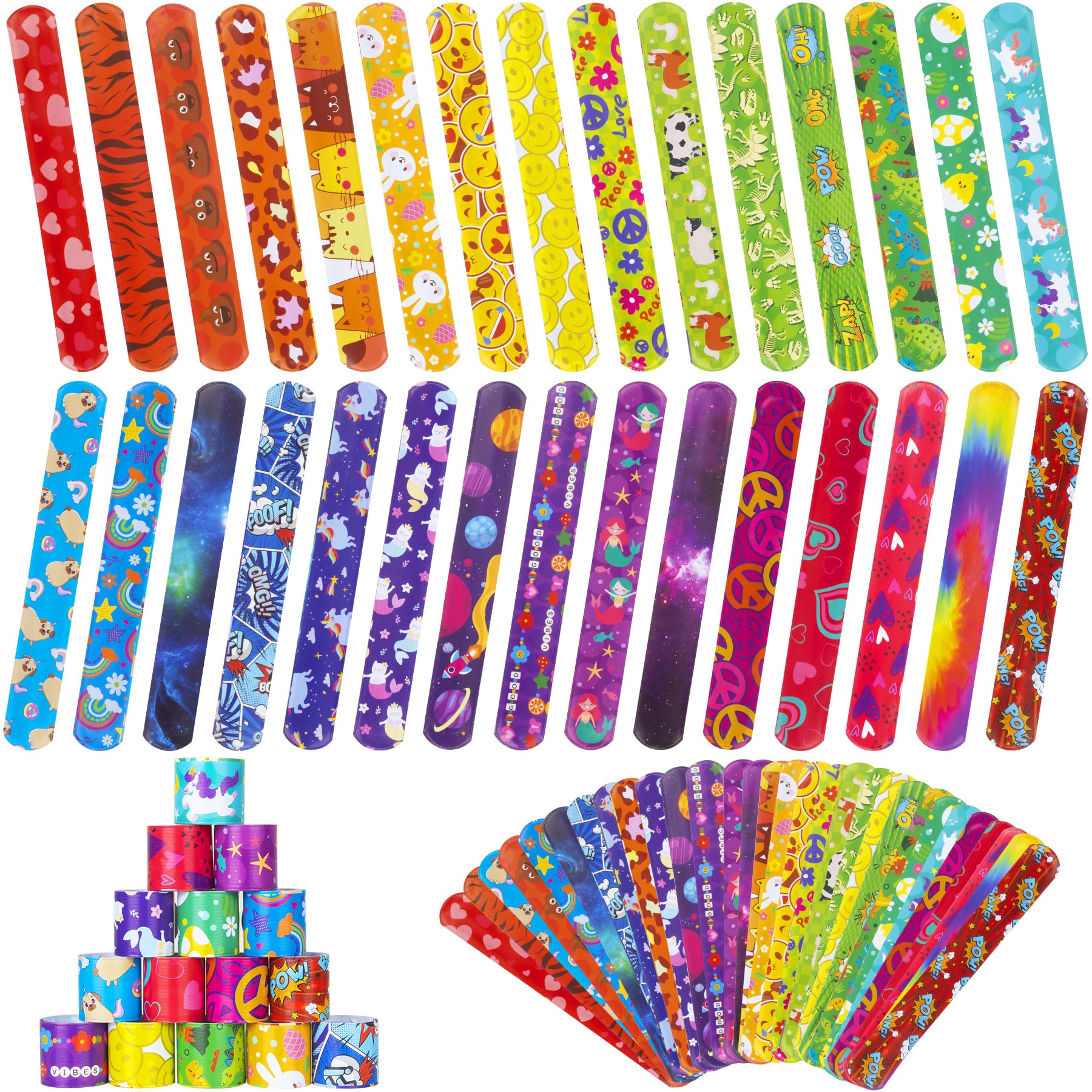 ricedu 60 piece slap bracelets for kids