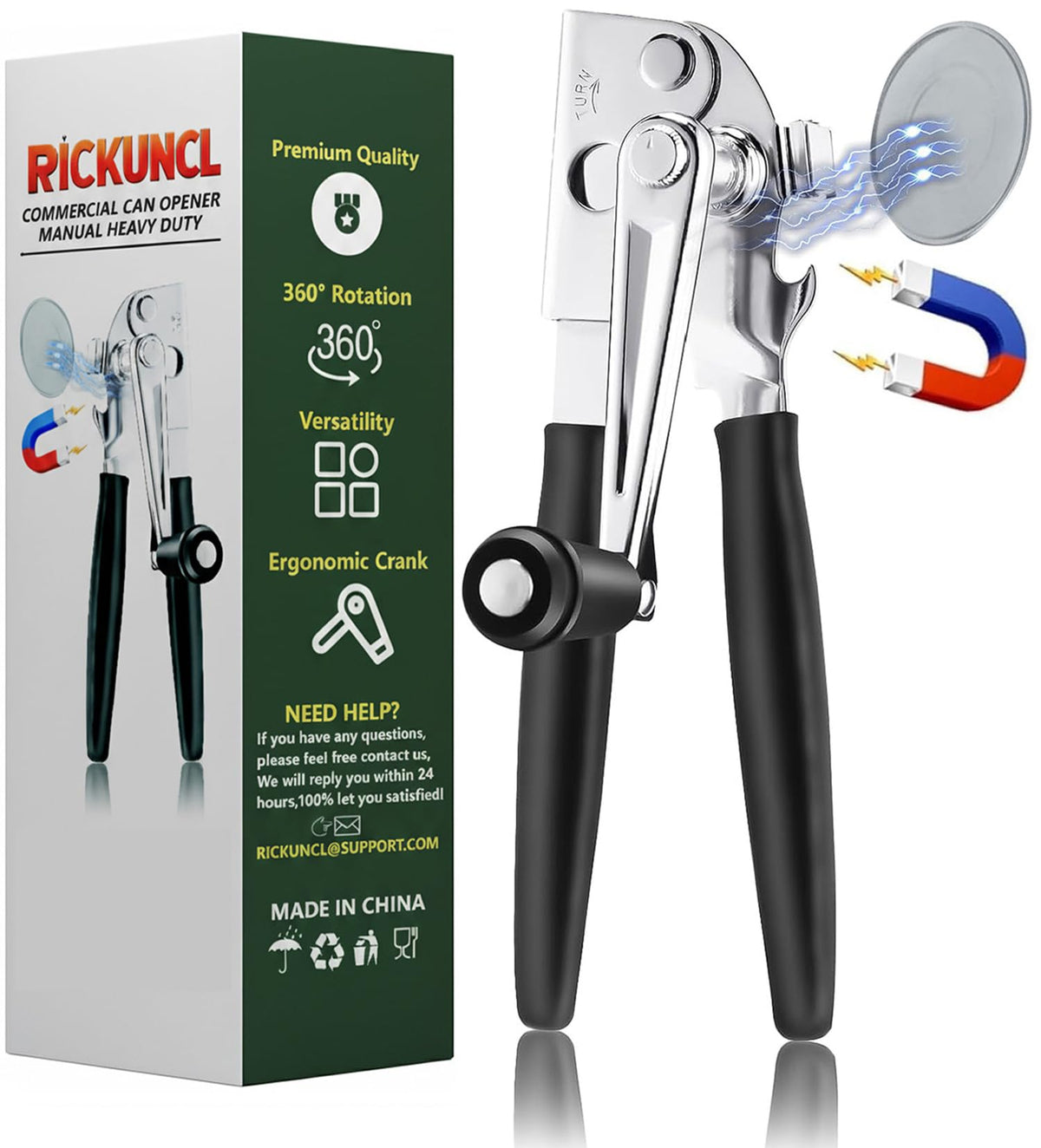 RICKUNCL commercial can opener manual stainless steel body