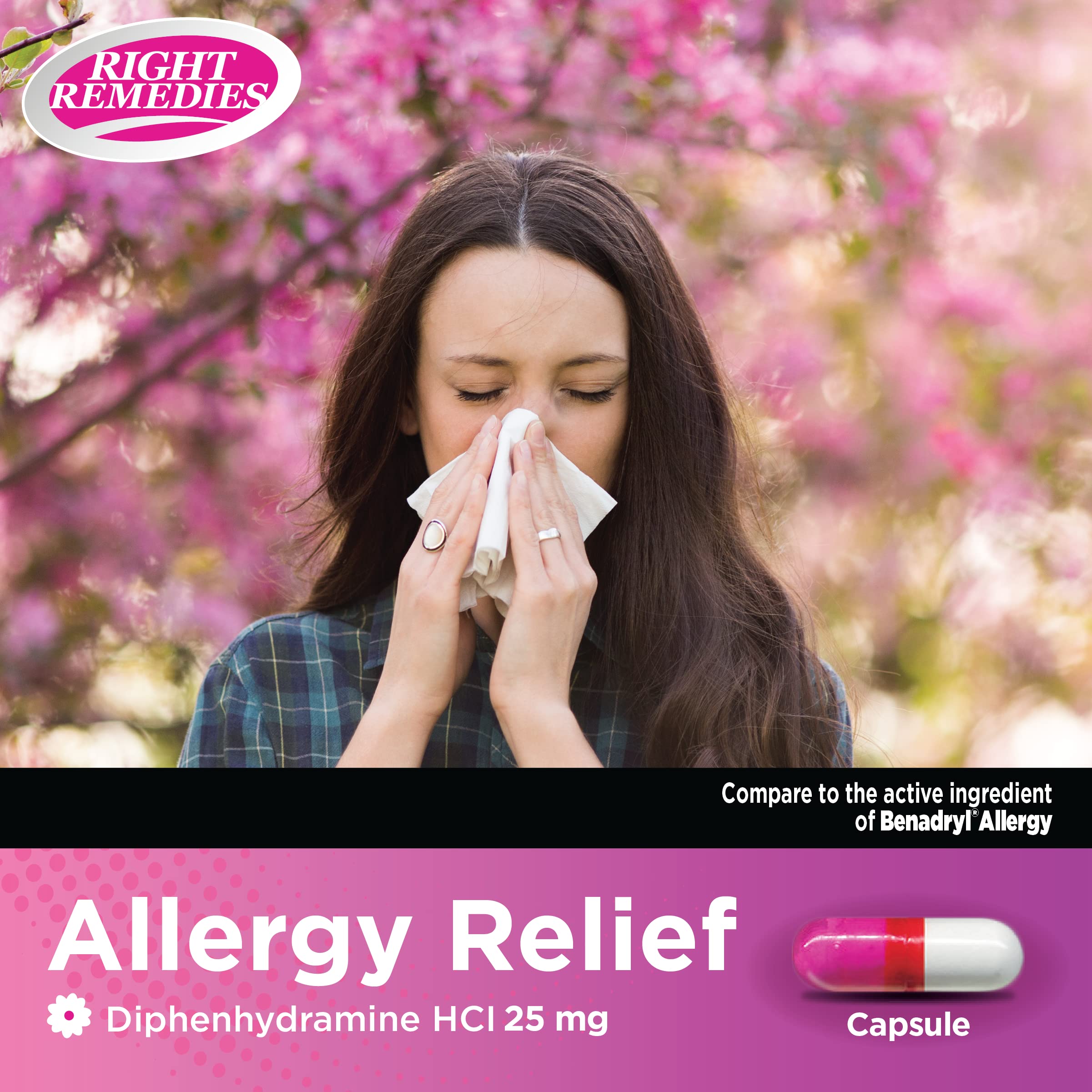 Hay fever relief capsules with diphenhydramine 25 mg