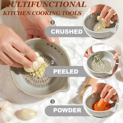 ceramic garlic grater plate with 10oz bowl side view