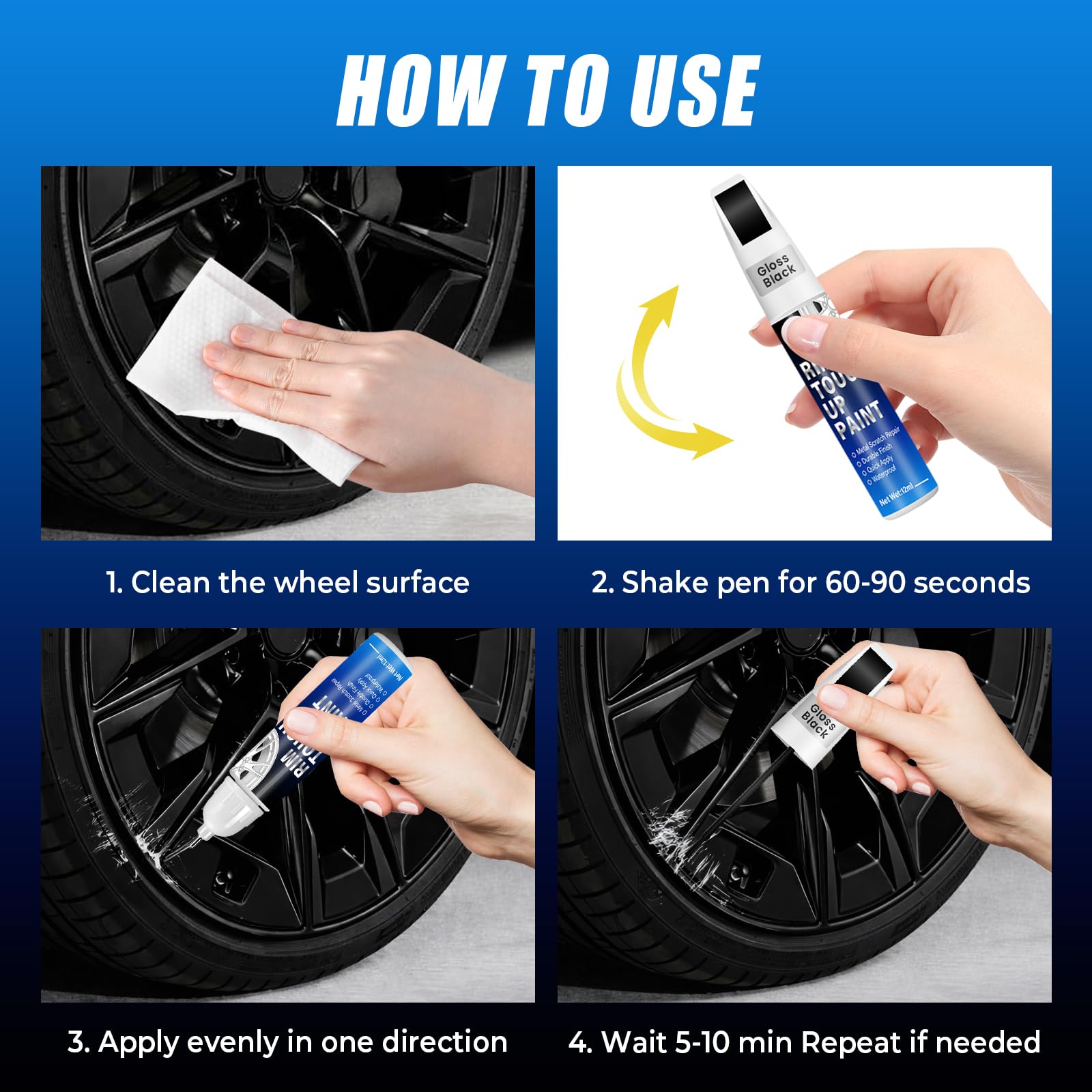 Quick dry rim paint suitable for curb rash repair