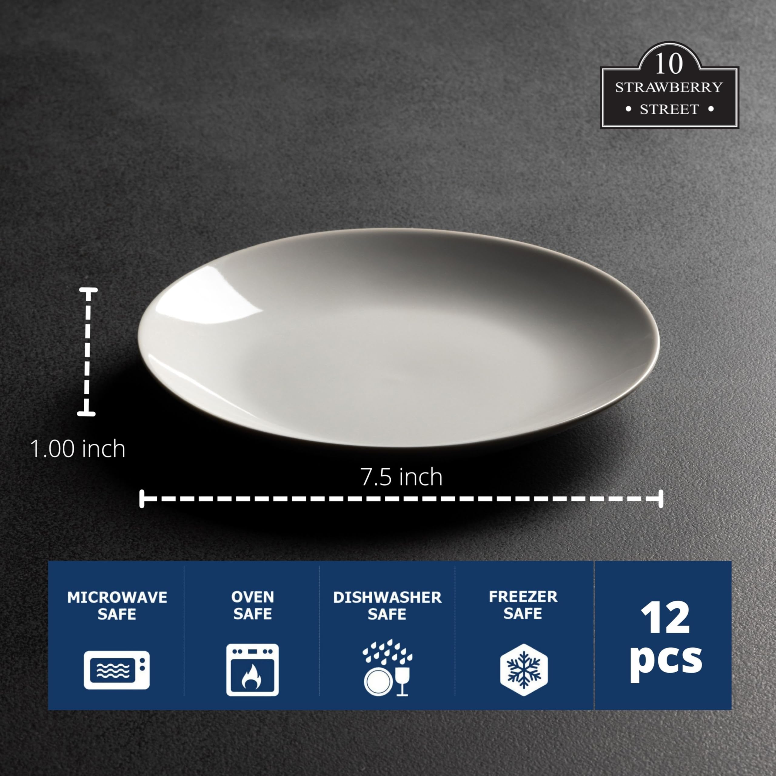 rimless coupe plate white 7.5 inch