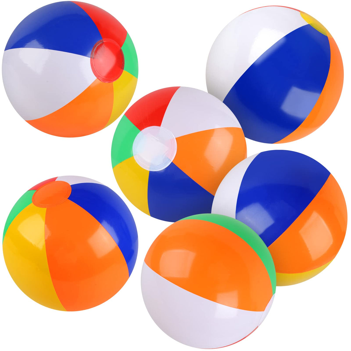 Rindion 6 pack beach balls rainbow colors 10 inch diameter