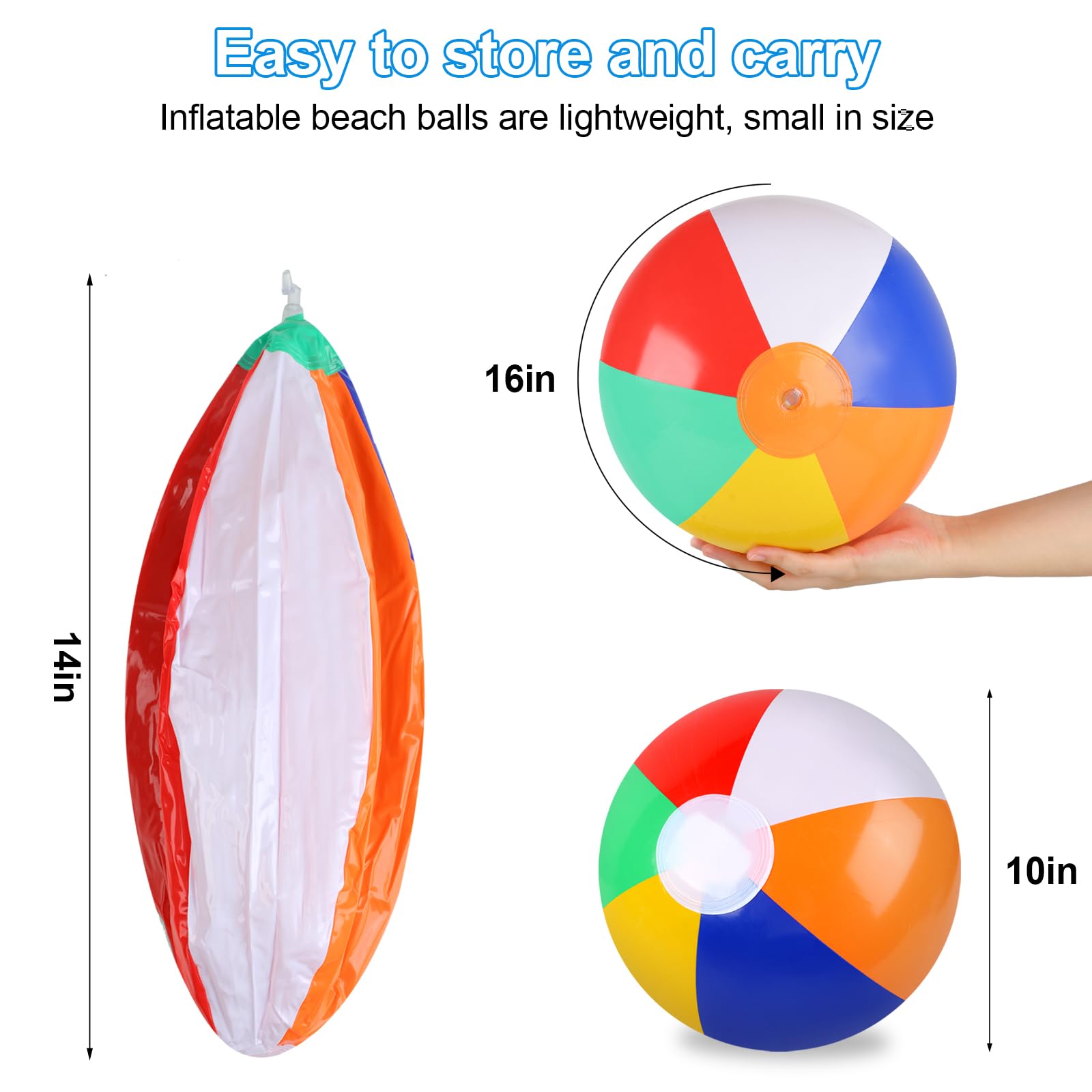 Rindion PVC inflatable beach balls pre-inflation 14 inches length