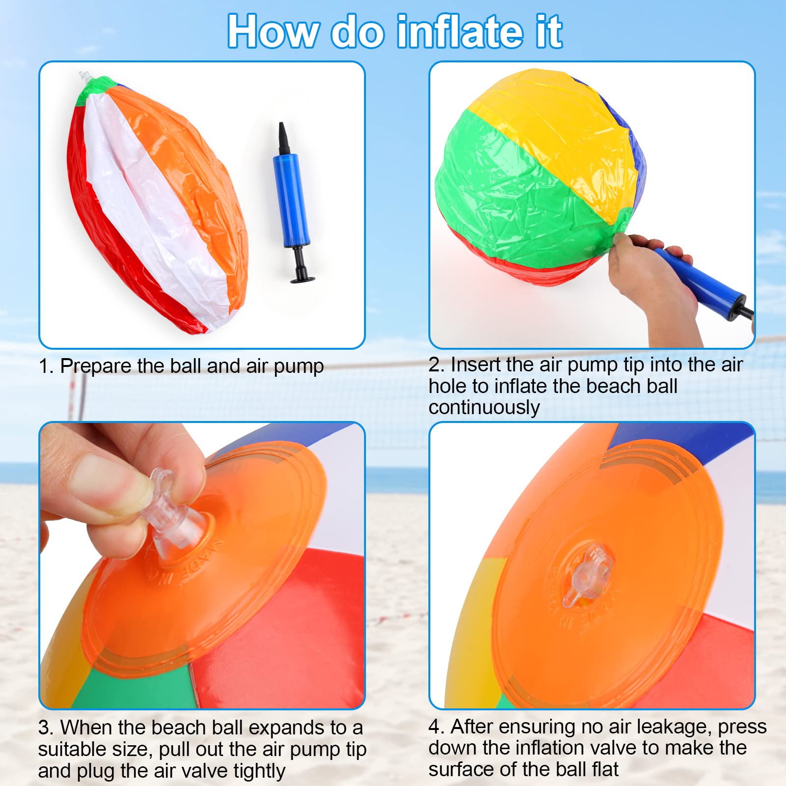 Six beach balls packaged by Rindion for outdoor use