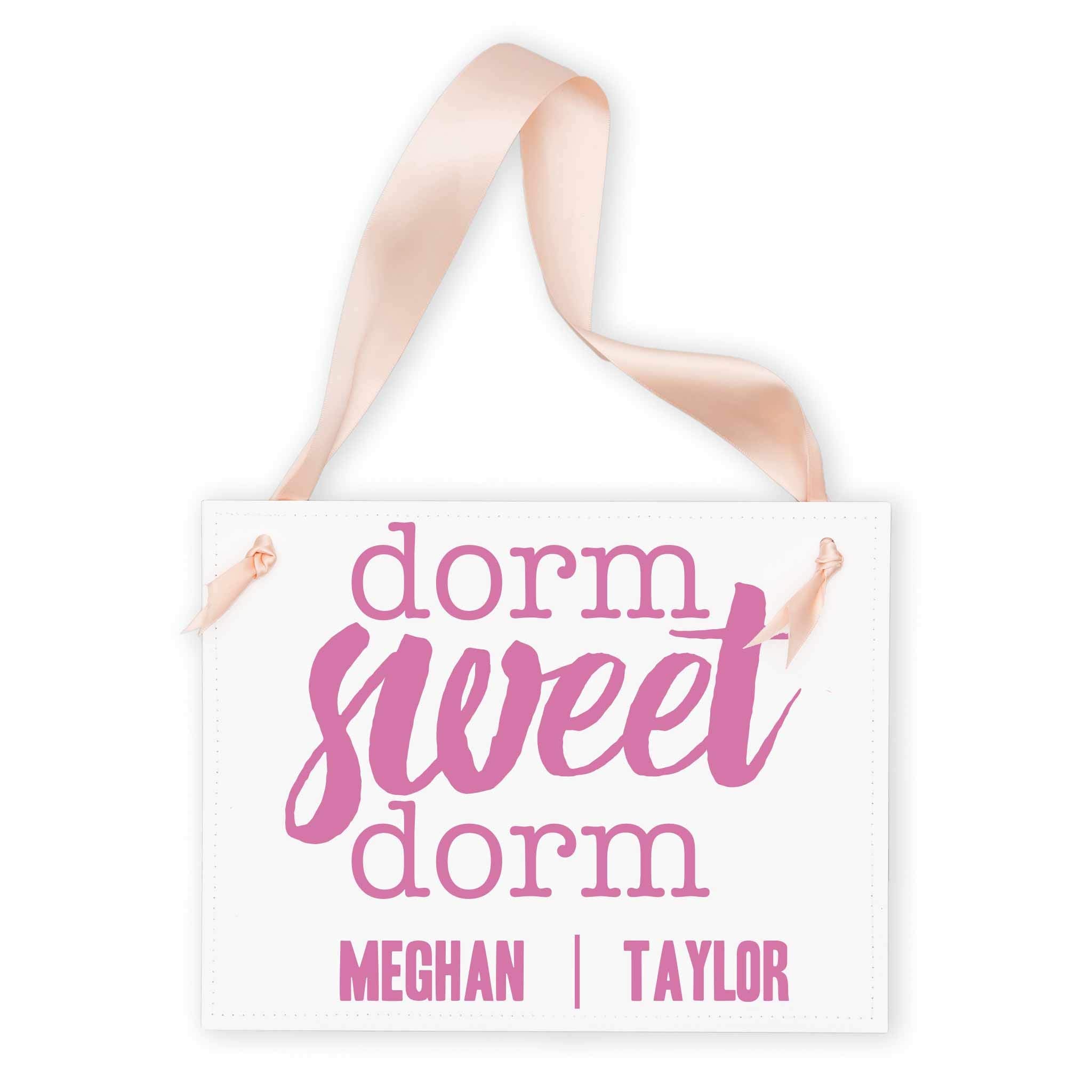 Ritzy Rose custom roommate names sign on dorm door