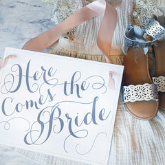 Ritzy Rose flower girl ceremony sign with satin ribbon