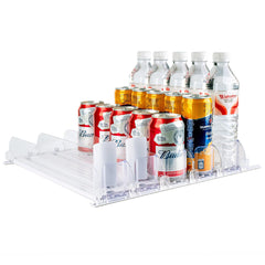 Rixordd Automatic Soda Can Dispenser installed in refrigerator shelf