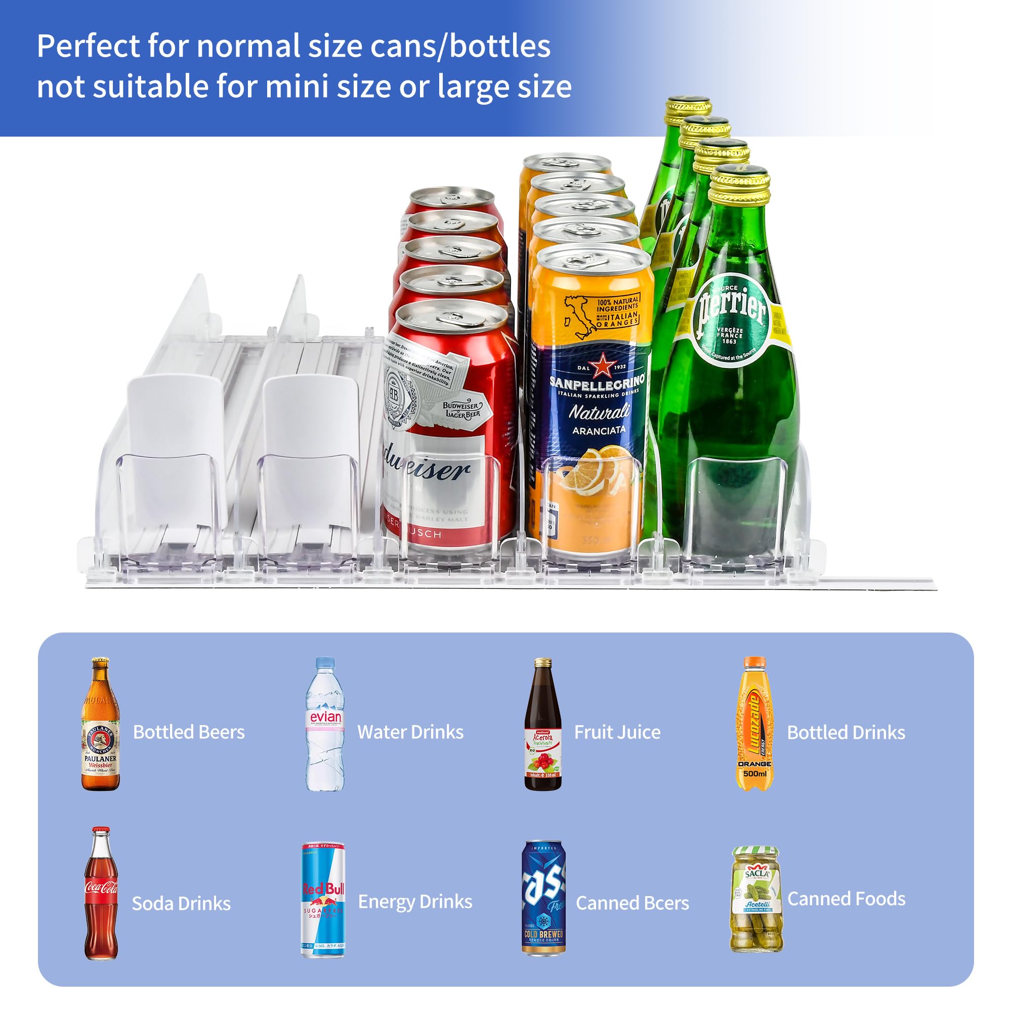 Low-profile universal fit in a standard refrigerator with non-slip grips