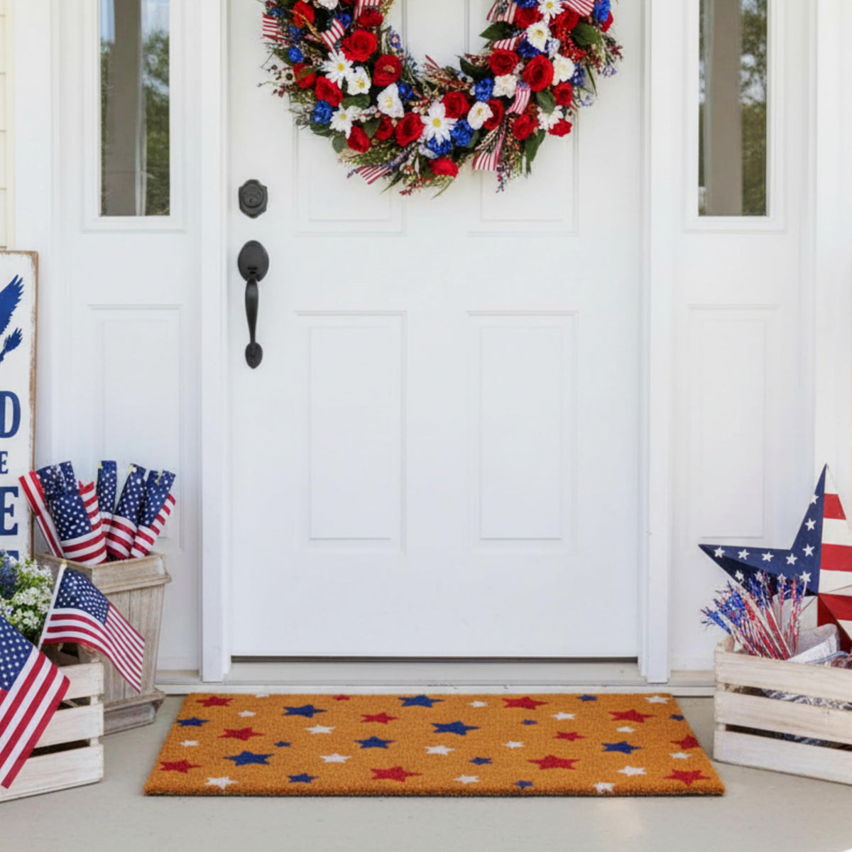 Rmeosye 4th of July door mat with patriotic star design
