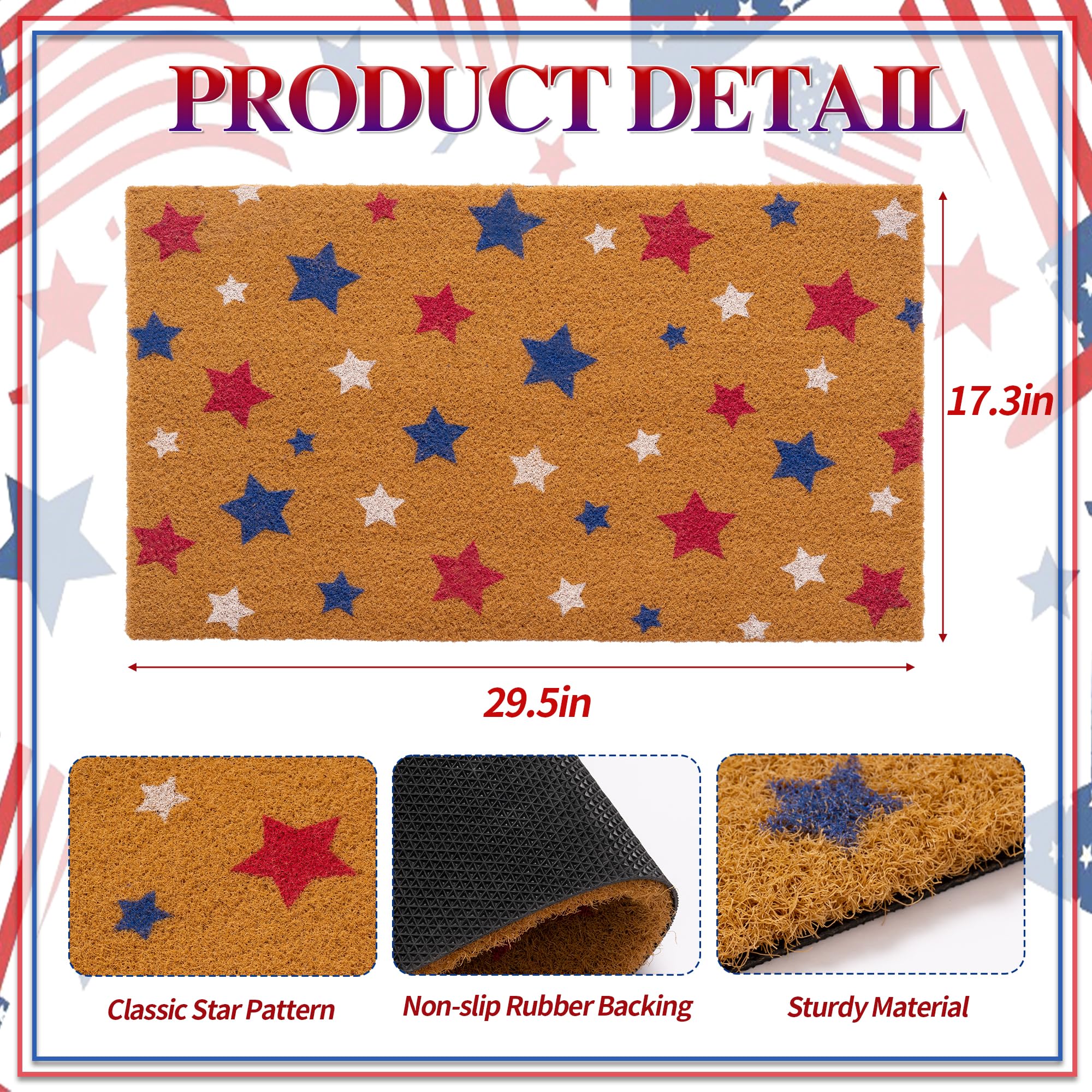 Patriotic front door mat for outdoor use