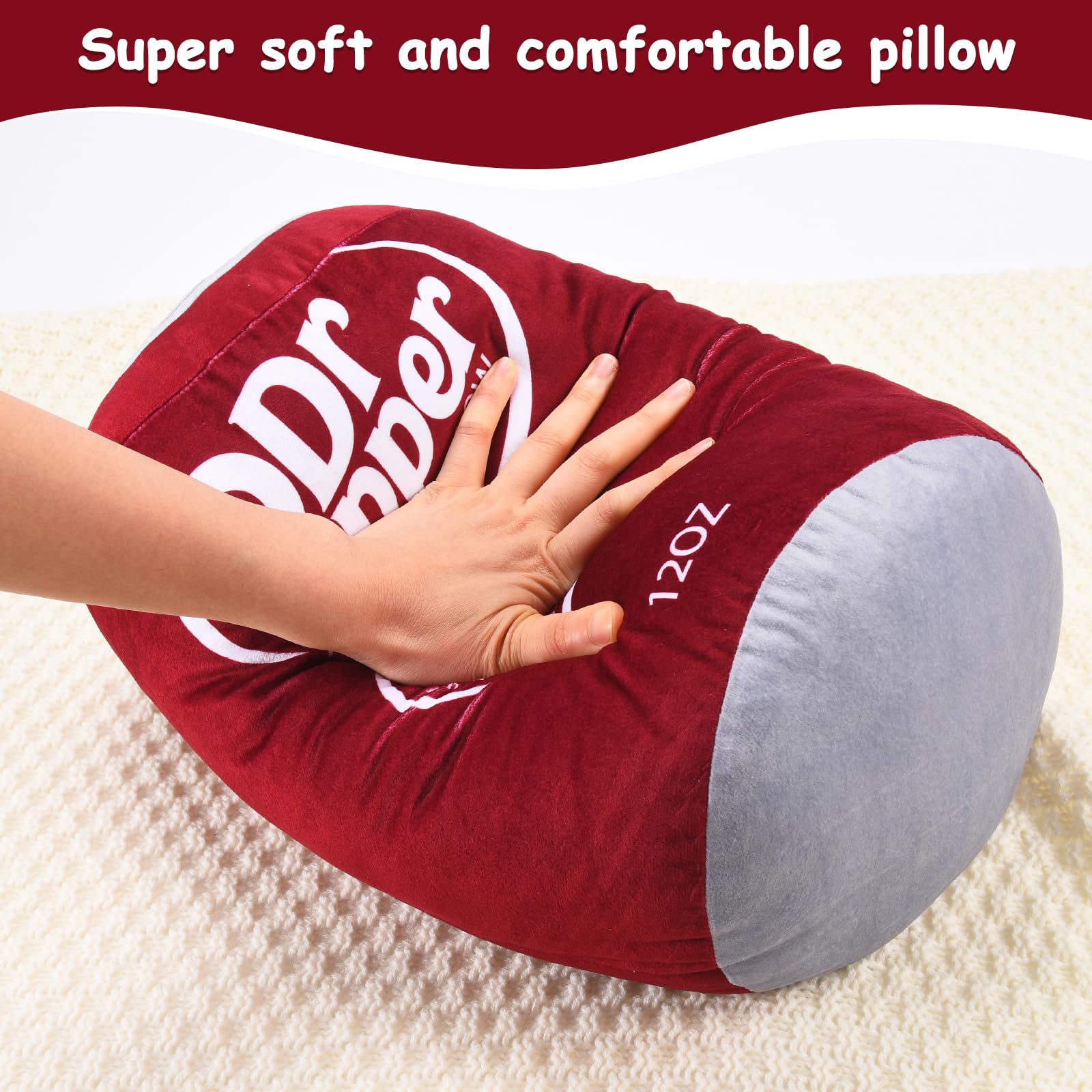 Soft plush RMKA Dr Pepper Pillow soda can design