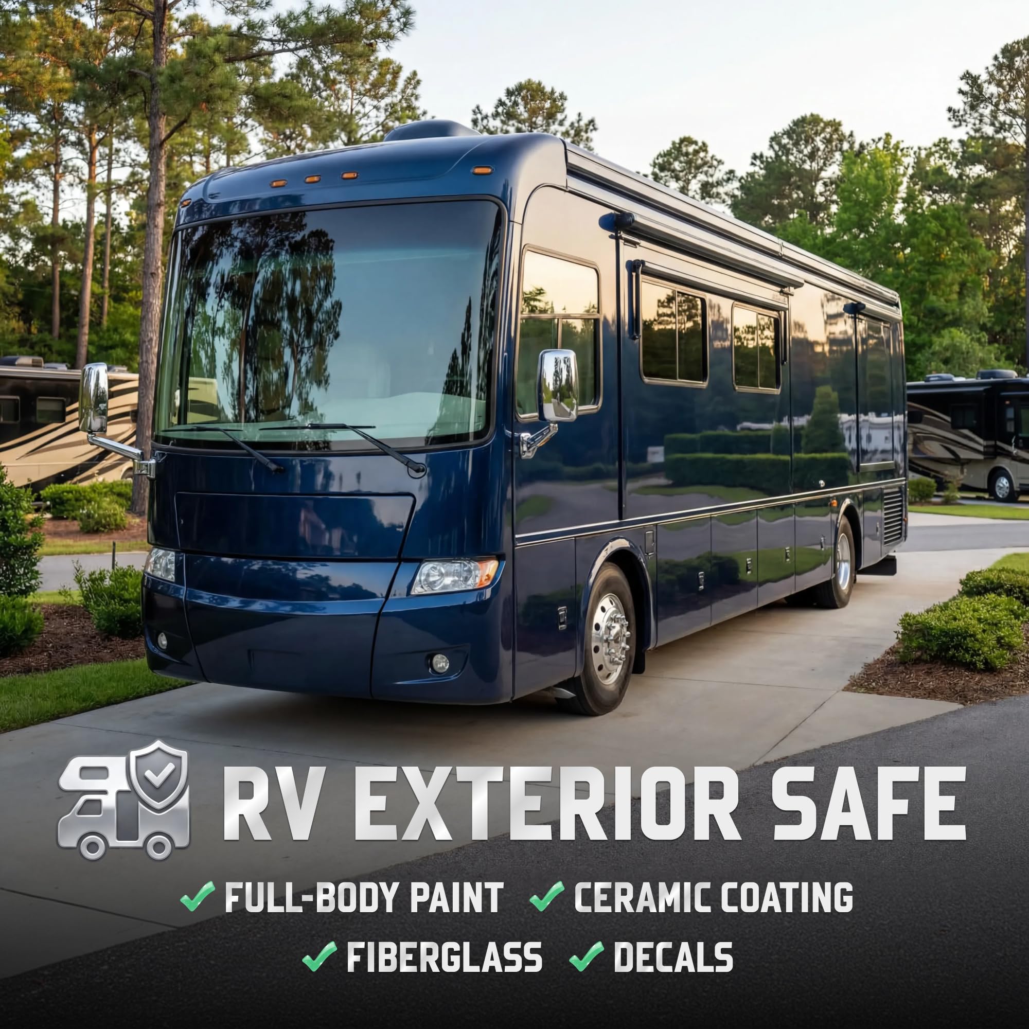 image showing road grime being removed from an RV
