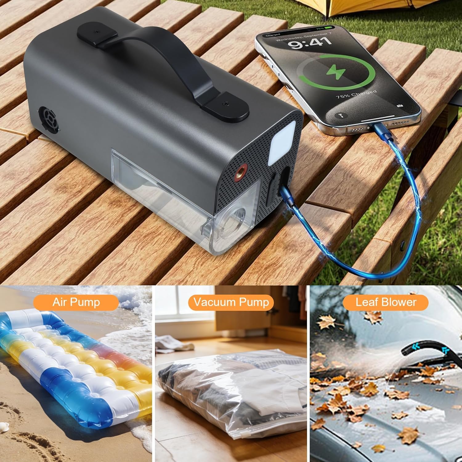 Roadside assistant device suitable for daily driving and camping