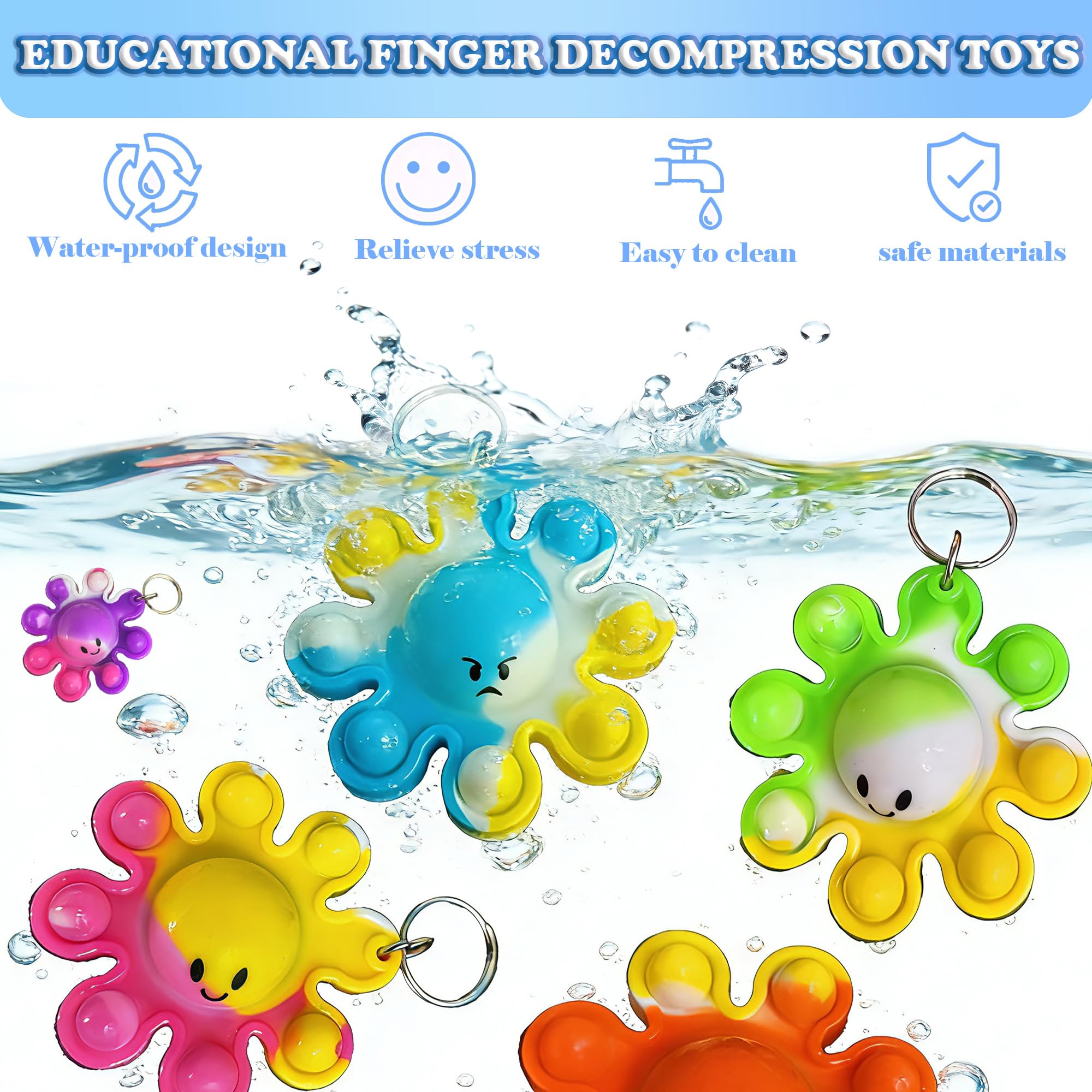 Roaqua 30 packs octopus keychains and color variety