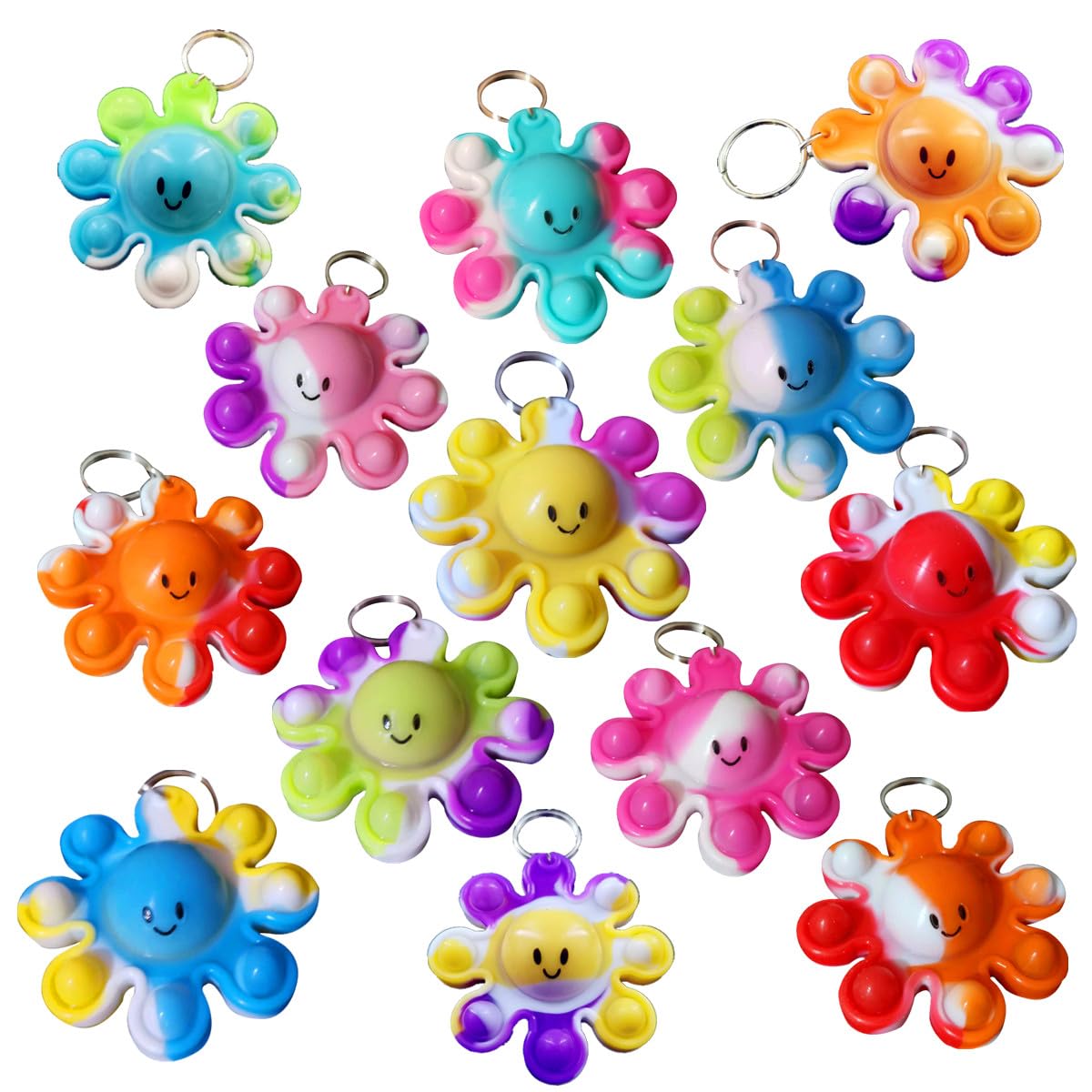 Roaqua octopus mini pop keychain 30-pack in assorted colors