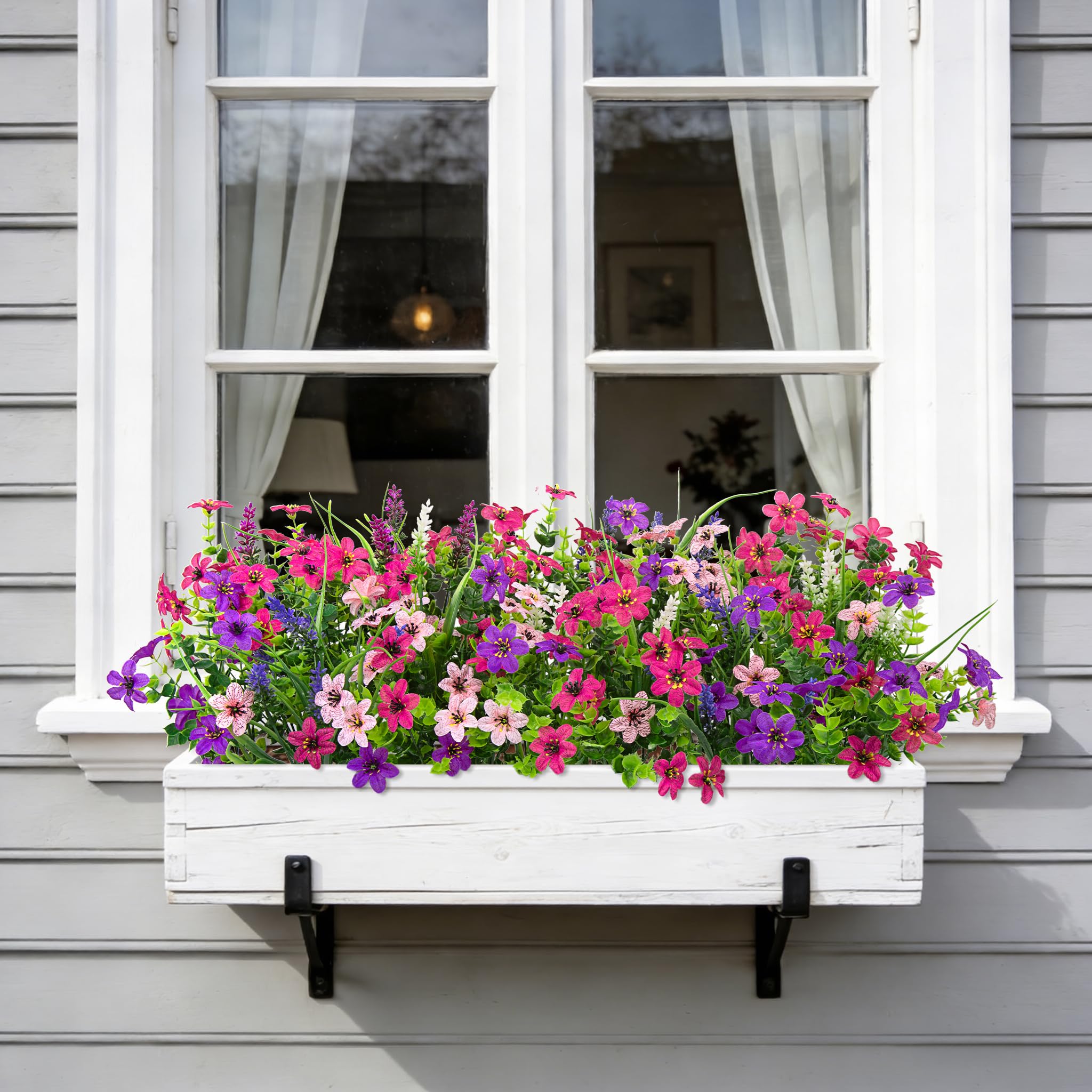 Outdoor porch garden decor with Roberly artificial flowers