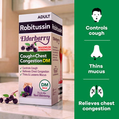 Robitussin DM cough medicine elderberry 8oz bottle