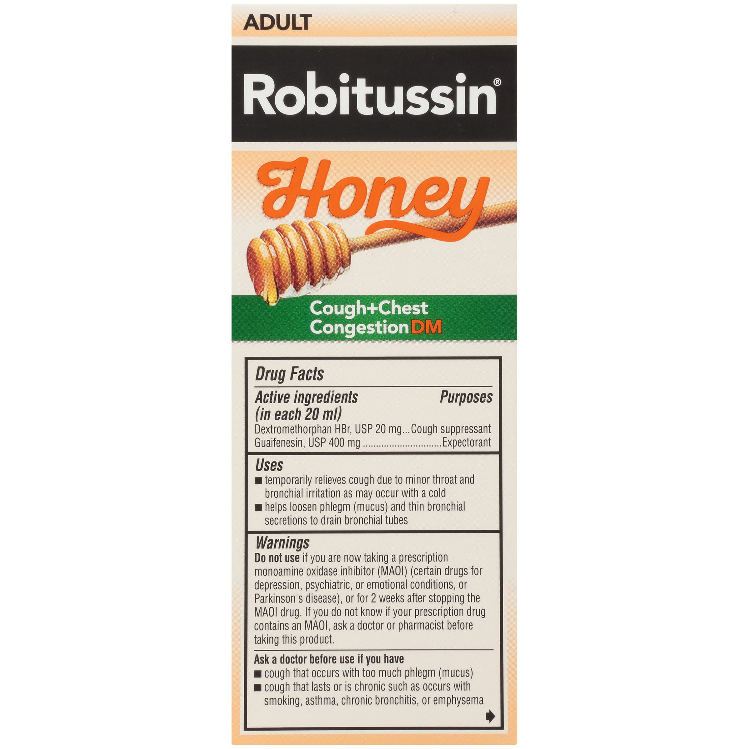 Robitussin Maximum Strength Honey cough packaging front