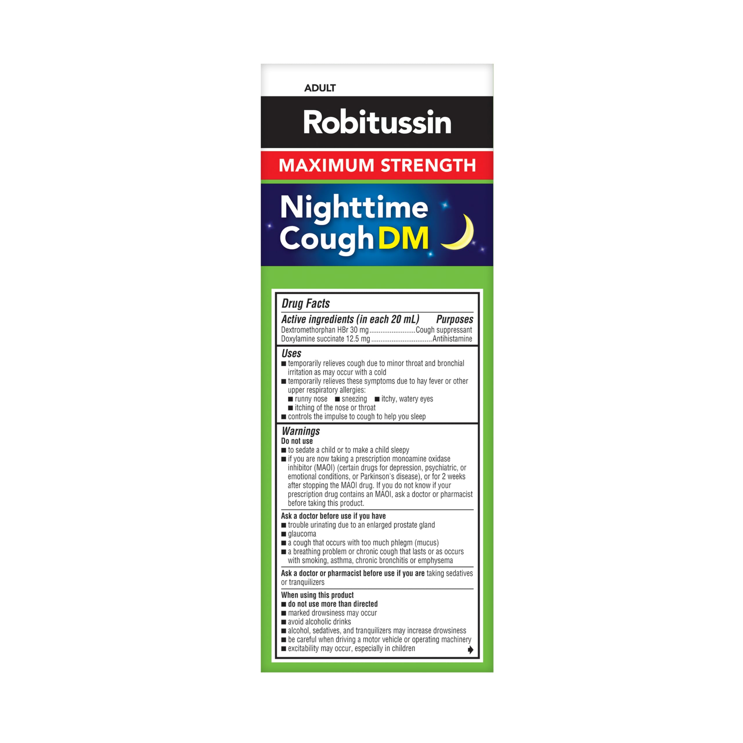 Maximum Strength Nighttime Cough DM 8 oz bottle