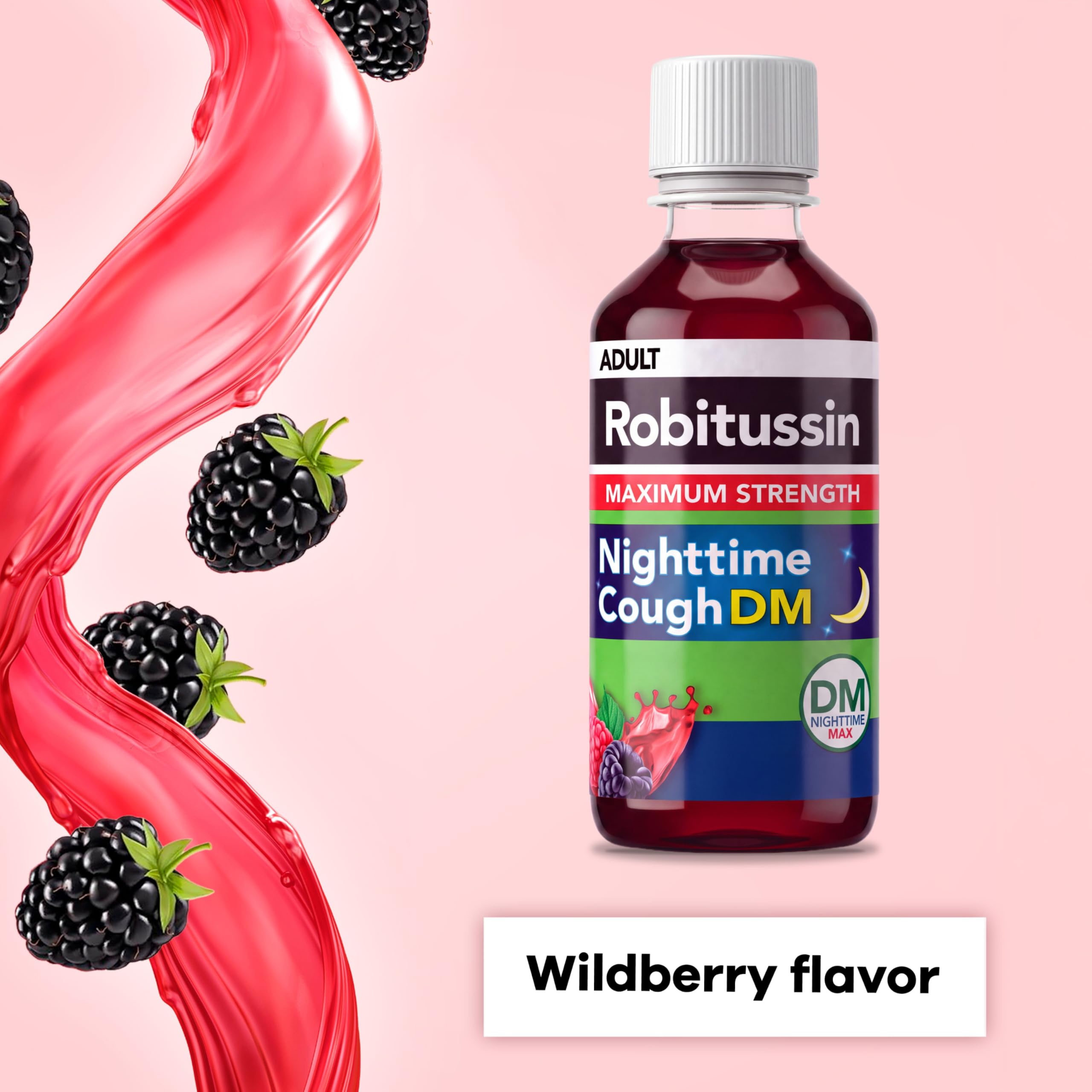 Robitussin berry flavor night time cough syrup packaging