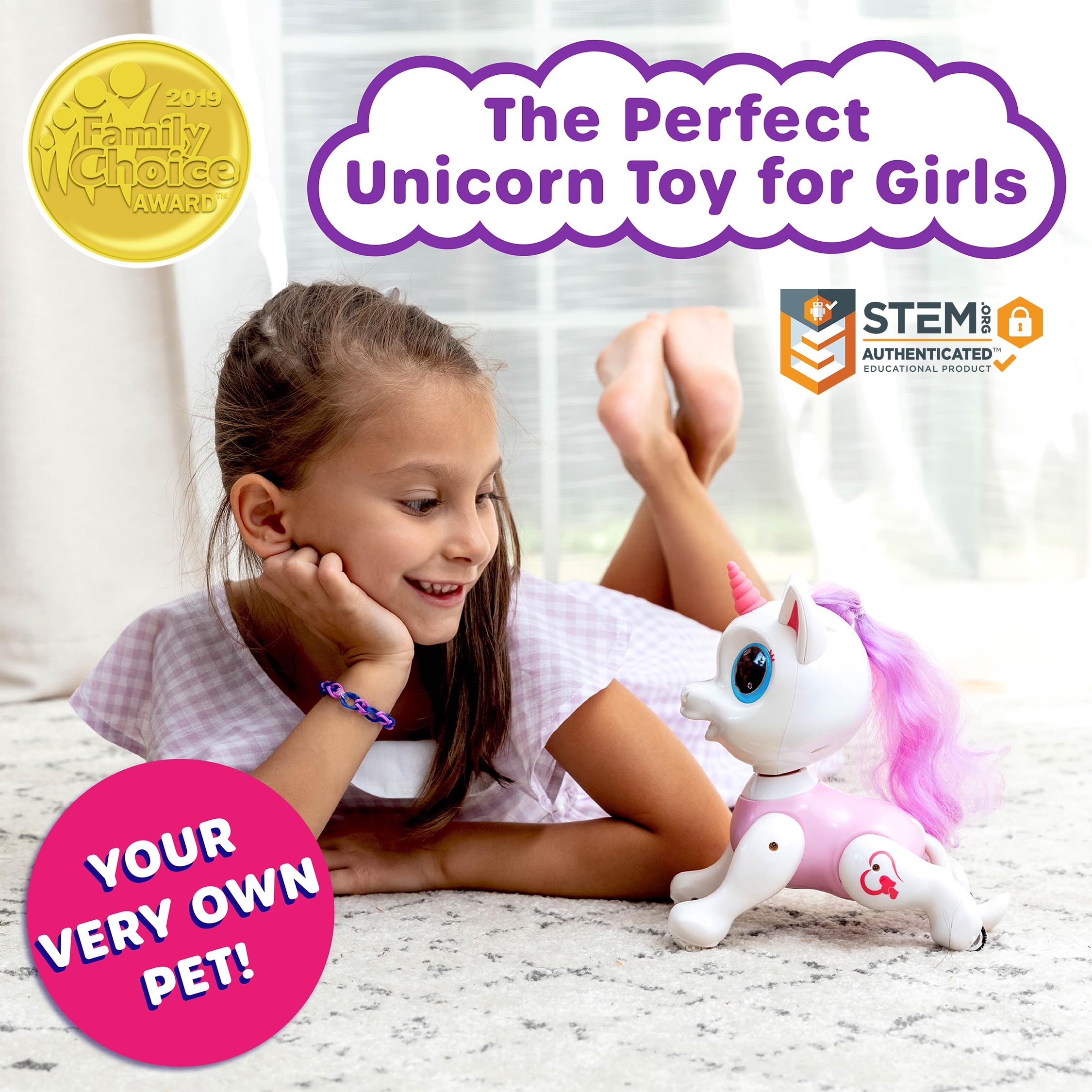 Robo Pets Unicorn Toy remote control with accessories pink