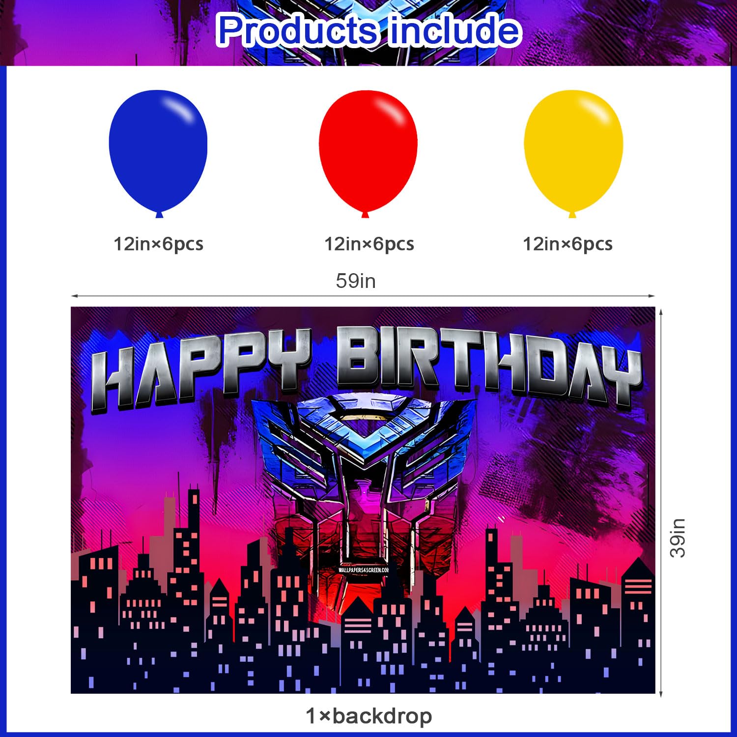 Robots decorations set with latex balloons