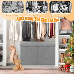 Durable linen fabric toy chest with 3mm plastic board