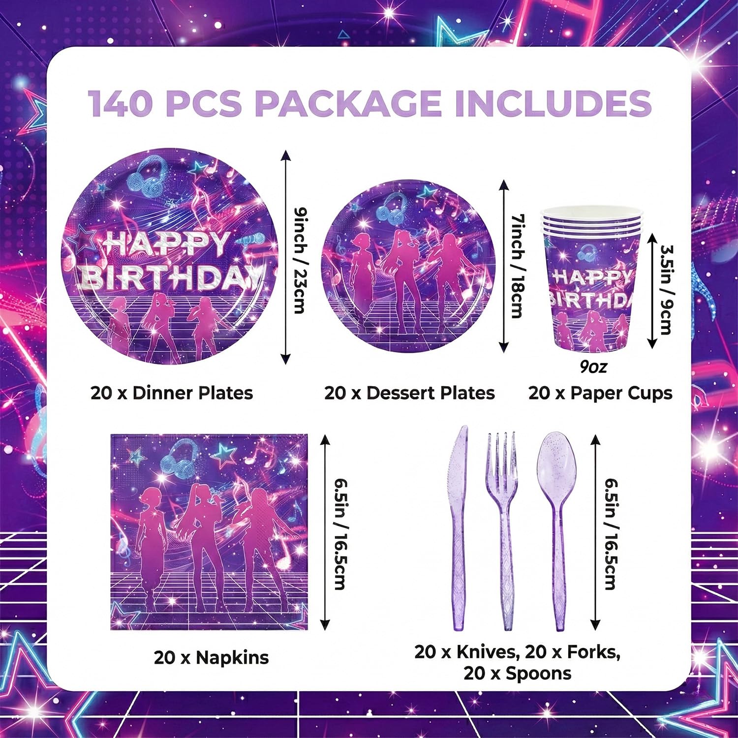 purple disposable cutlery 60 pieces