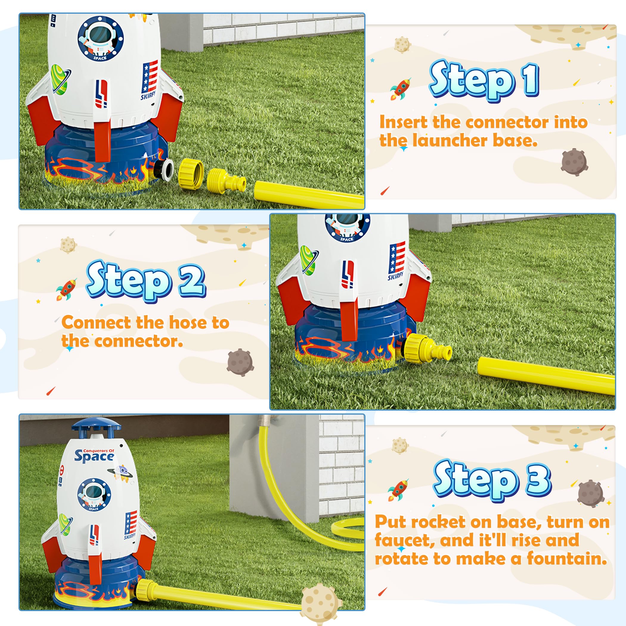 Adjustable height rocket sprinkler up to 6.9 feet