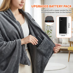 Cordless heated blanket with 20000mAh power bank included