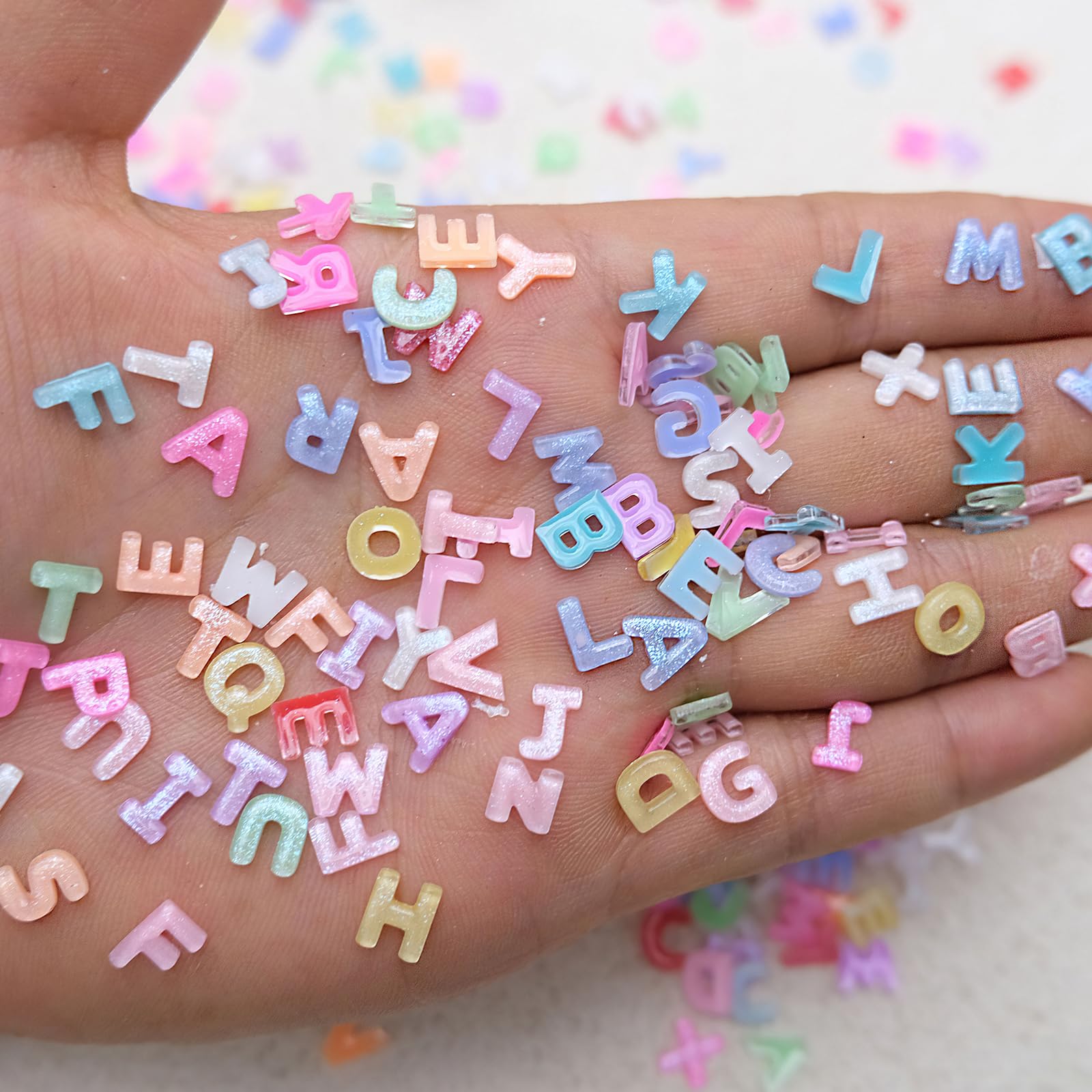 3D glitter candy color letter nails charms