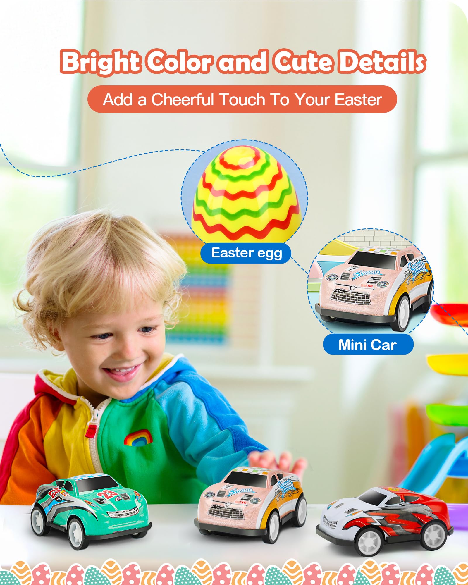 Bright colored cars in varied designs