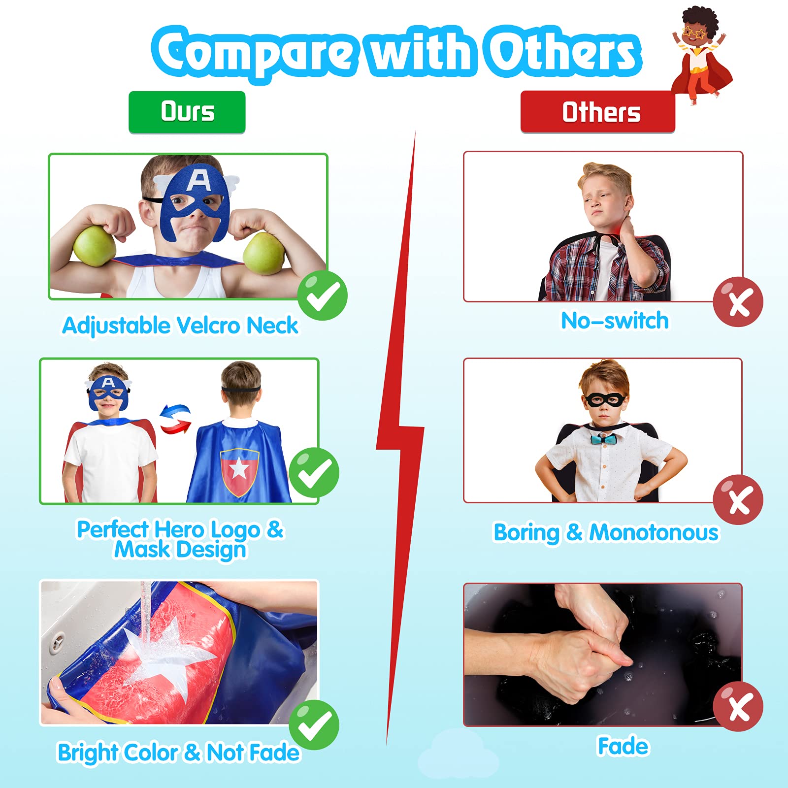 ROKO dress up costumes cartoon style capes and masks