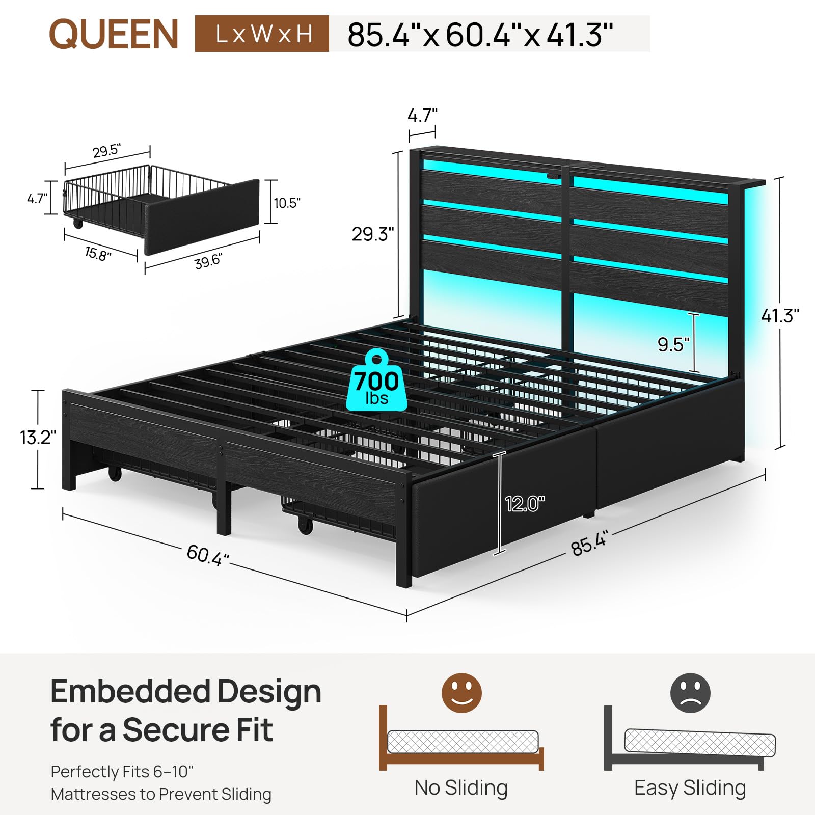 Rolanstar sturdy metal slats and nine legs design