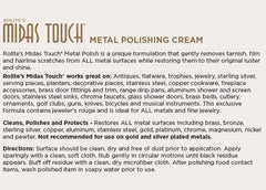 Packaging label for Rolite Midas Touch metal polishing cream