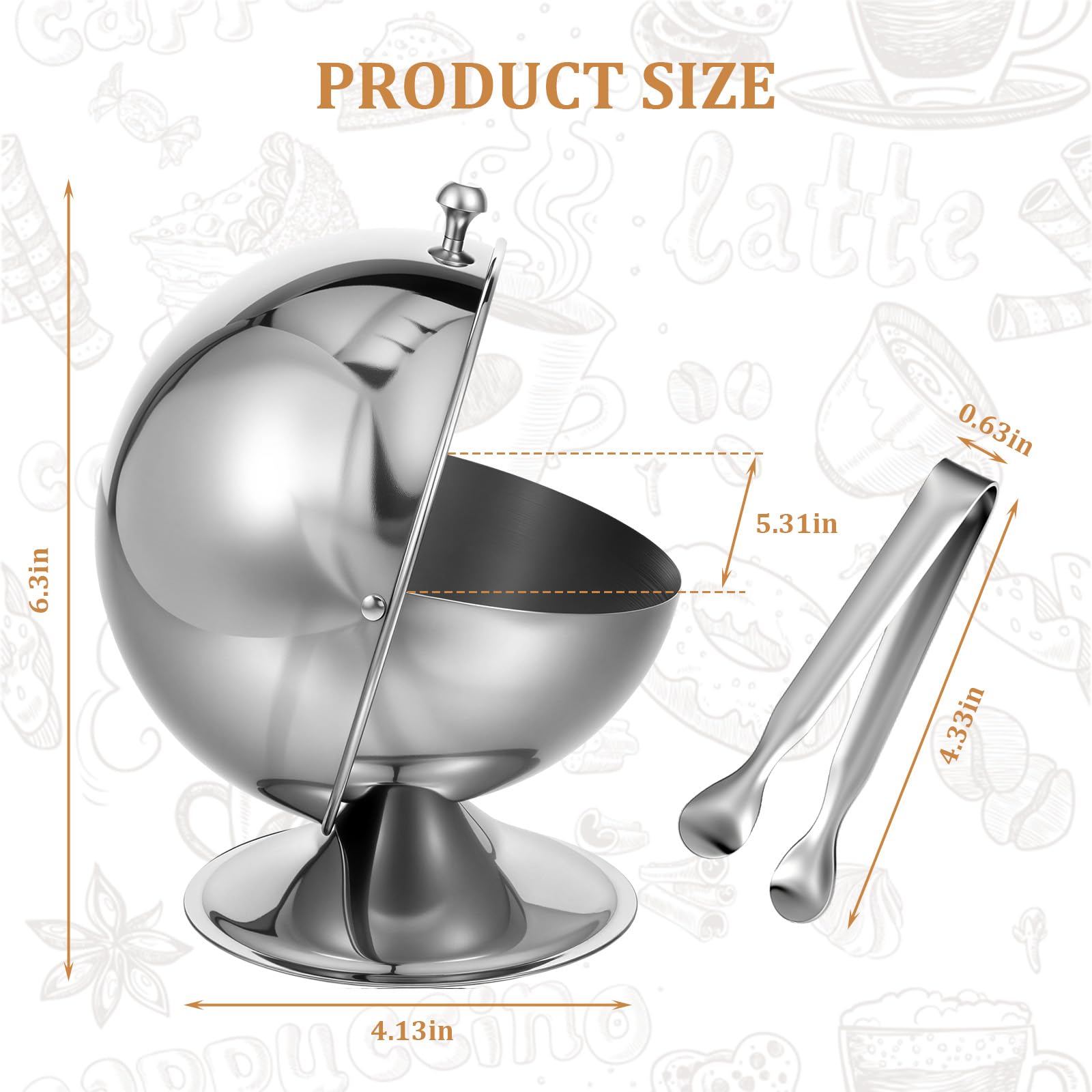 Roll top lid sugar bowl with matching sugar tong