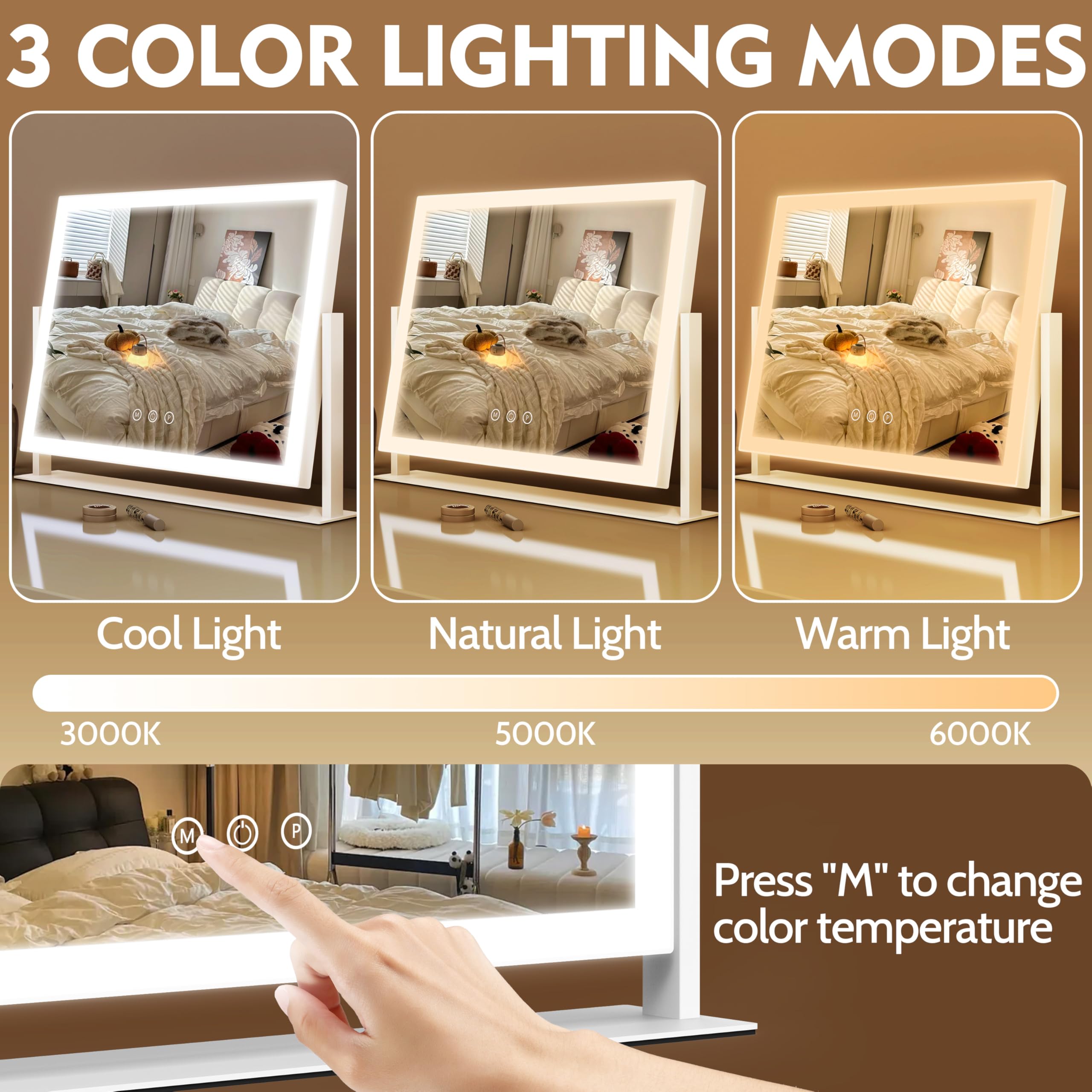 Detachable 10X magnifying mirror for close up makeup tasks