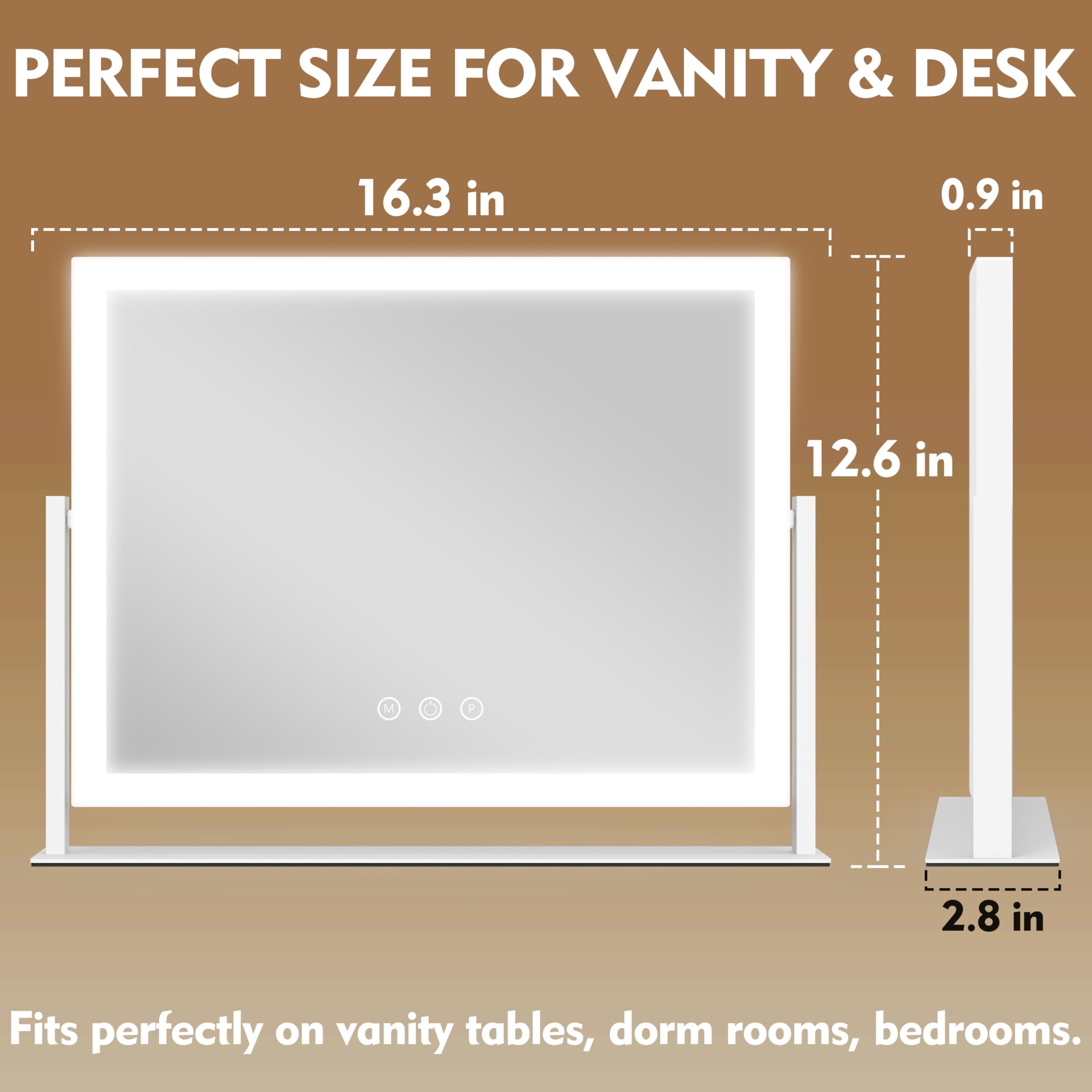 16.3x12.6 inch ROLOVE mirror with 3 color LED lighting modes