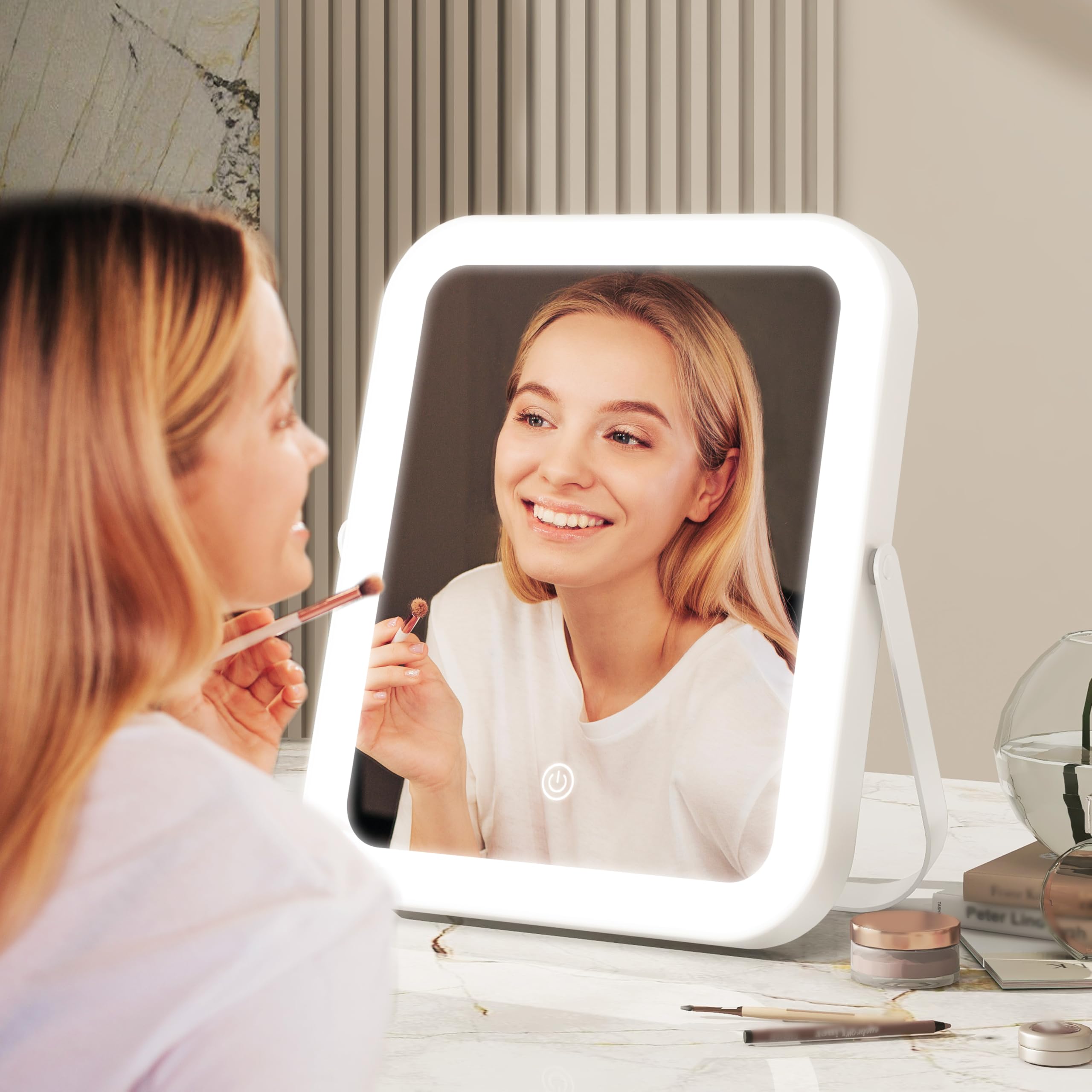 ROLOVE compact 8x10 inch makeup mirror on a stand