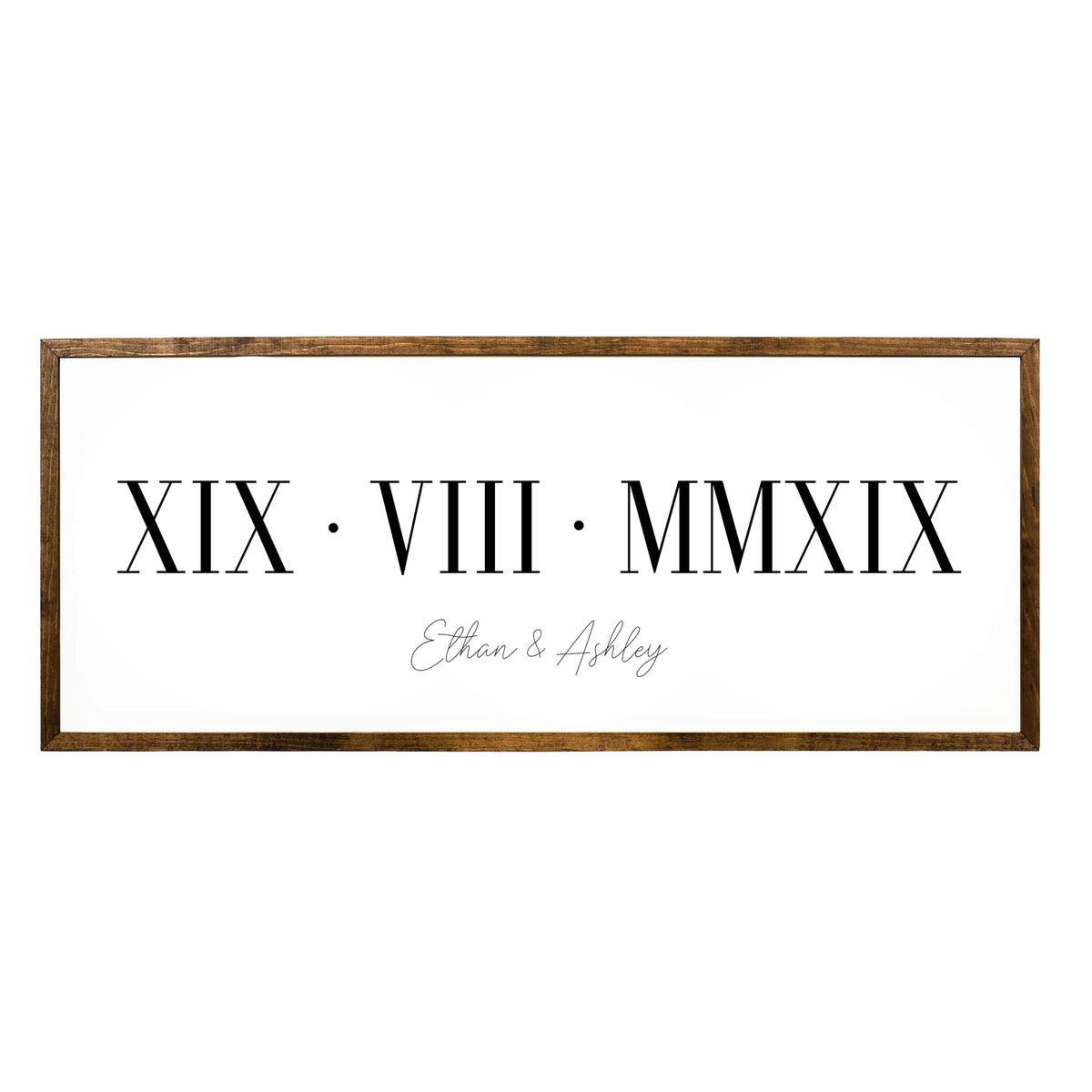 Roman Numeral Wedding Sign with couple names display