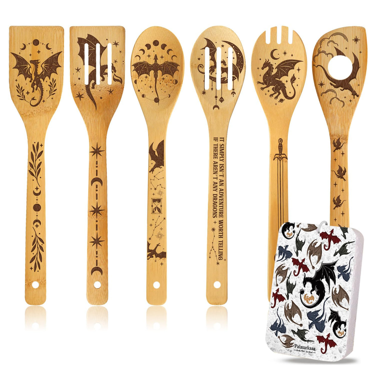 Romantasy bamboo spoons 6x30cm set with 3 spoons and 3 shovels