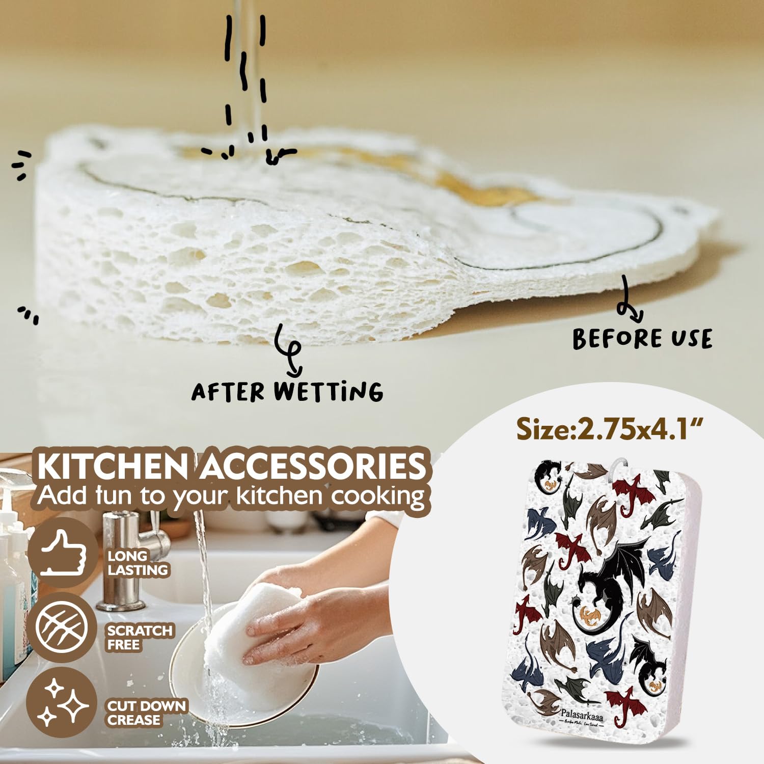 Bamboo utensils Romantasy 3 spoons 3 shovels cooking set