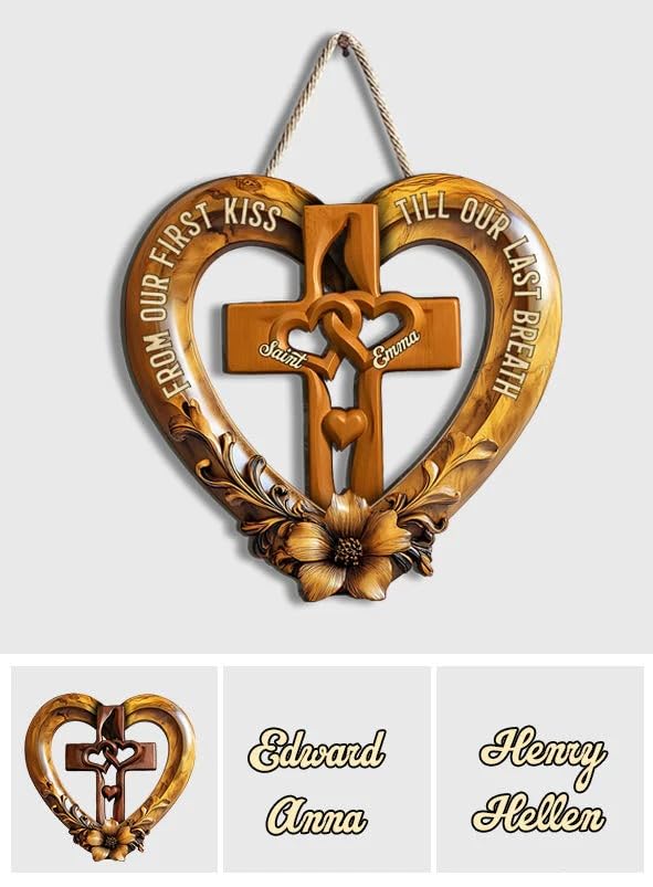 Romantic Christian home decor sign for couples